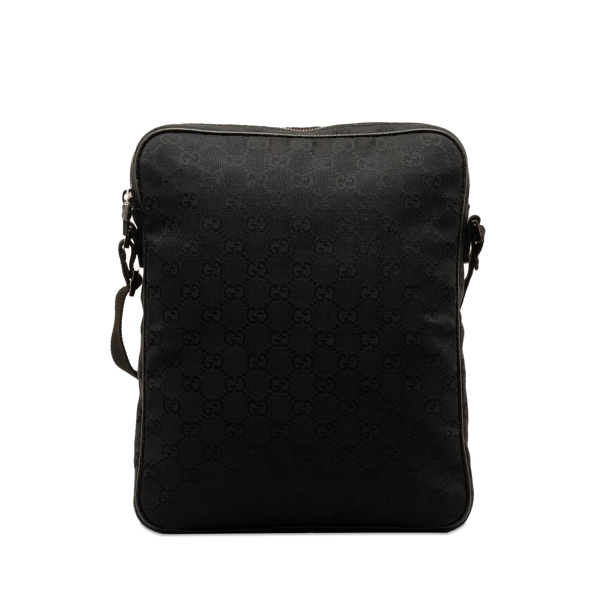 Gucci GG Canvas Calf Black Crossbody Bag Shg Tlggon