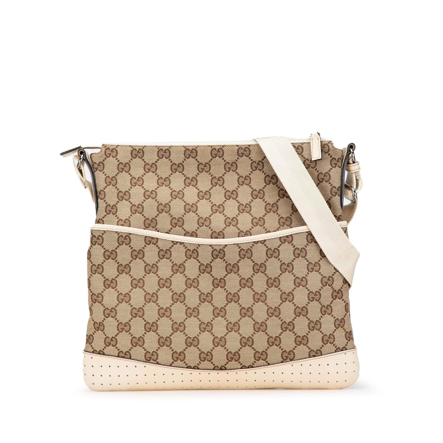 Gucci GG Canvas Calf White Brown Crossbody Bag Crossbody 3