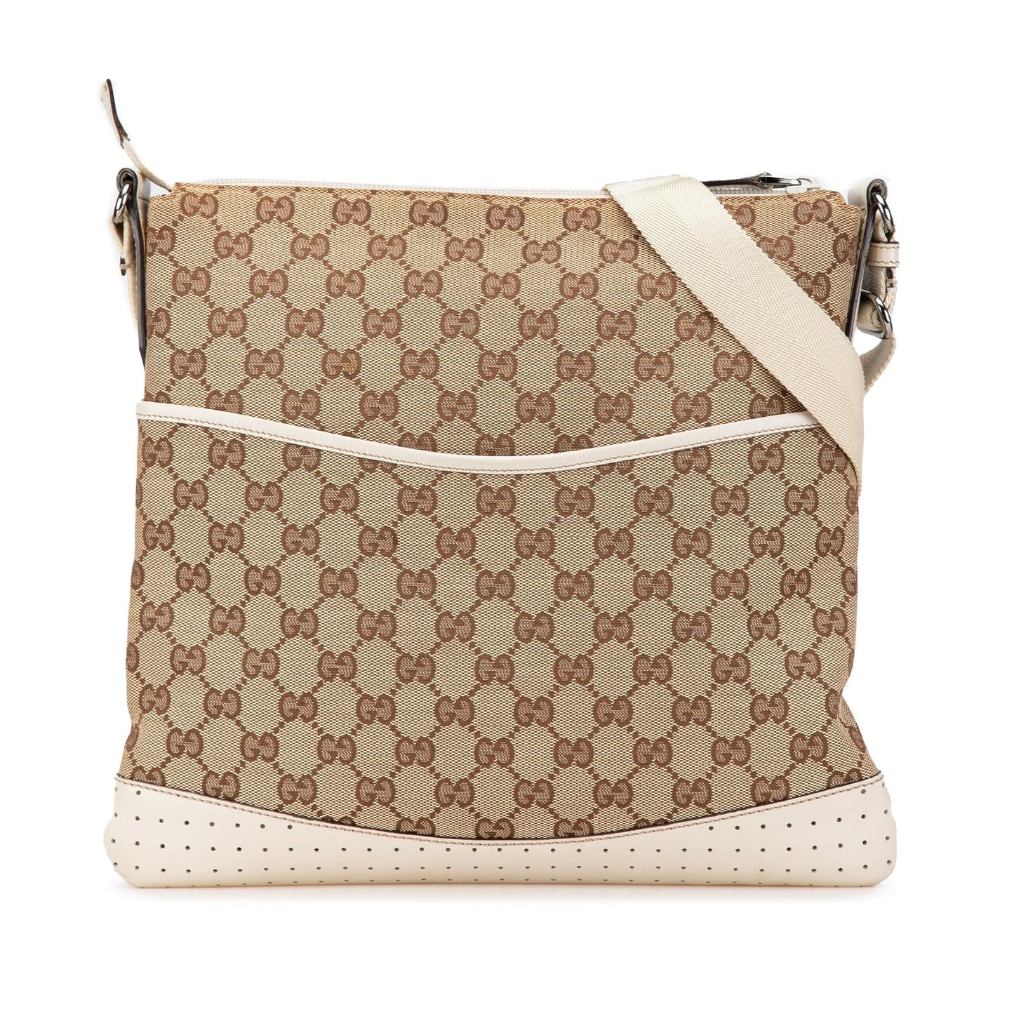 Gucci GG Canvas Calf White Brown Crossbody Bag Crossbody 6