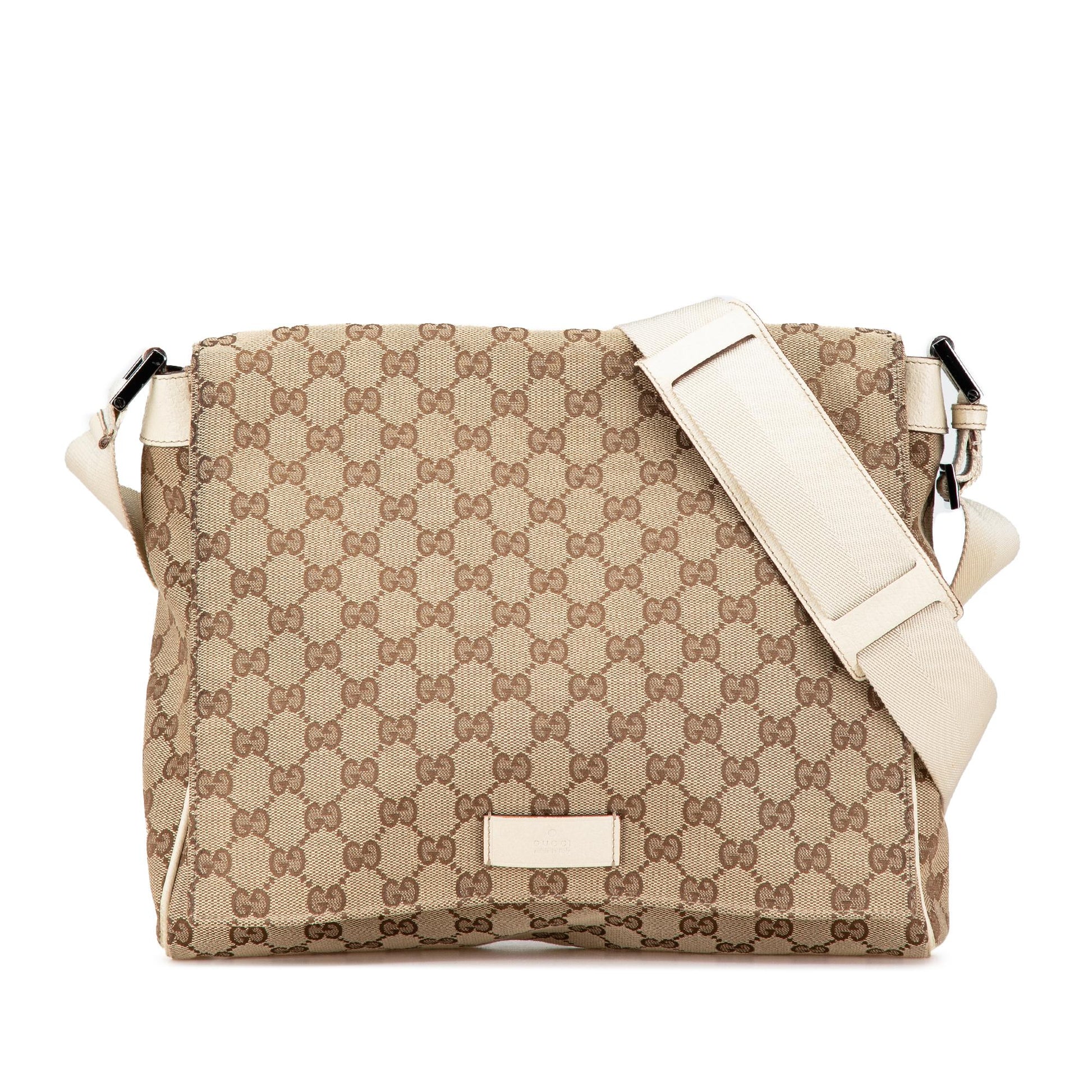 Gucci GG Canvas Calf White Brown Crossbody Bag Crossbody 17
