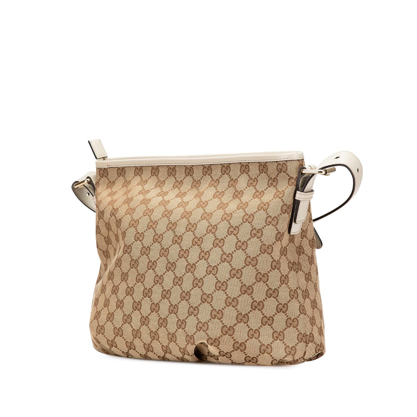 Gucci GG Canvas Calf White Brown Crossbody Bag
