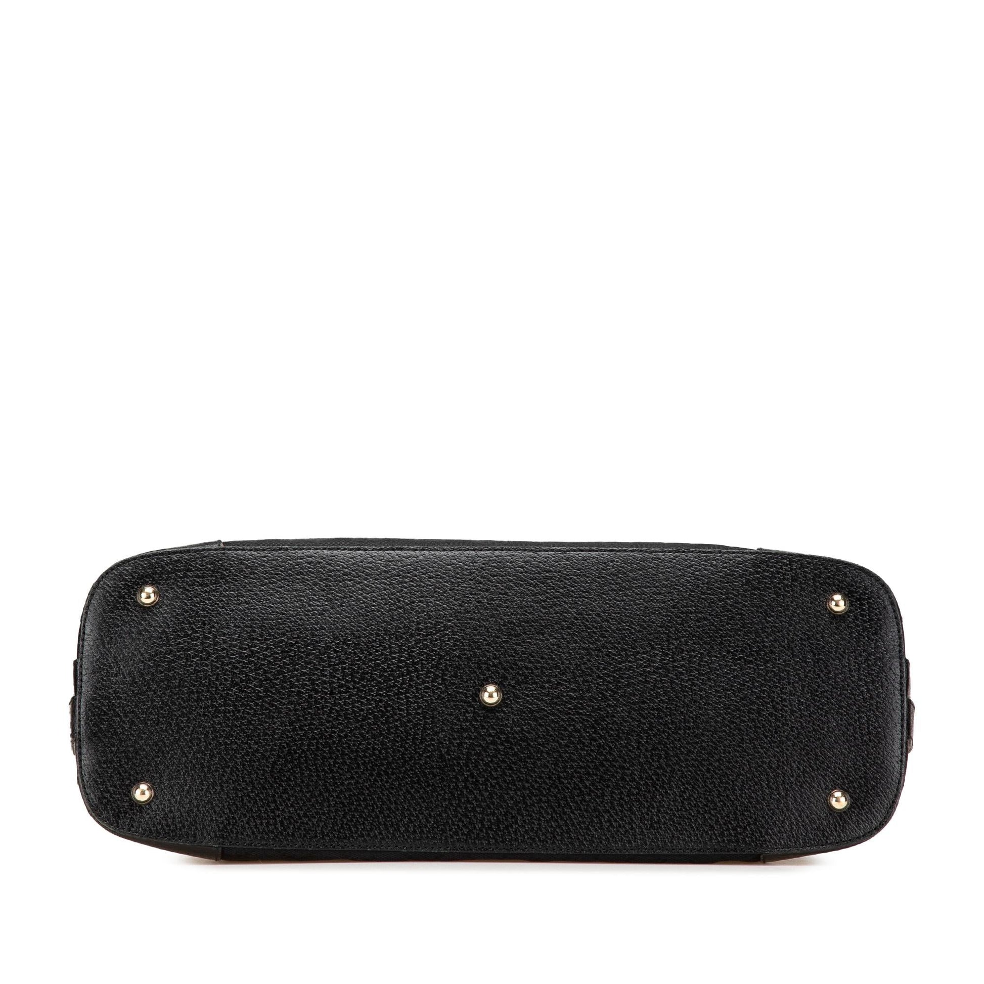 Gucci GG Dome Nailhead Canvas Calf Black Satchel Bag