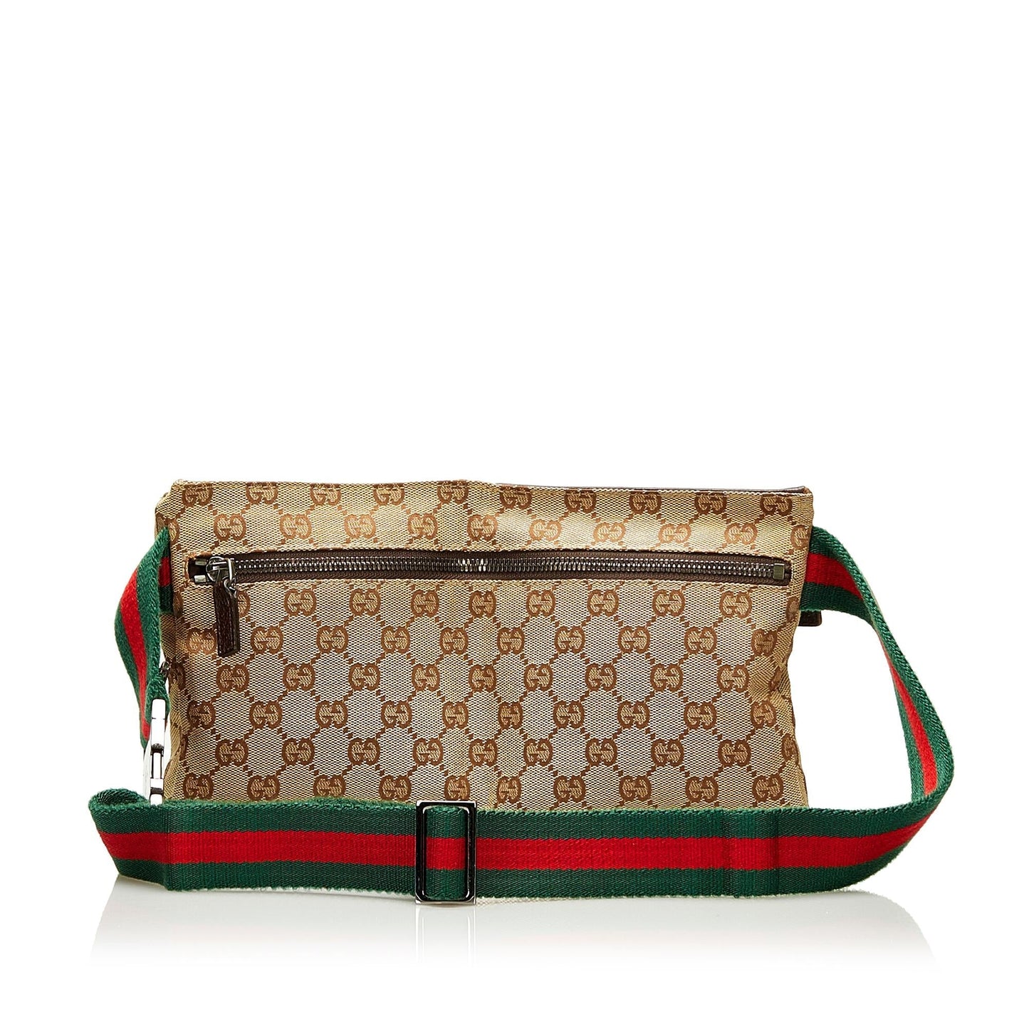 Gucci GG Double Pocket Belt SHG Canvas Brown Accessory