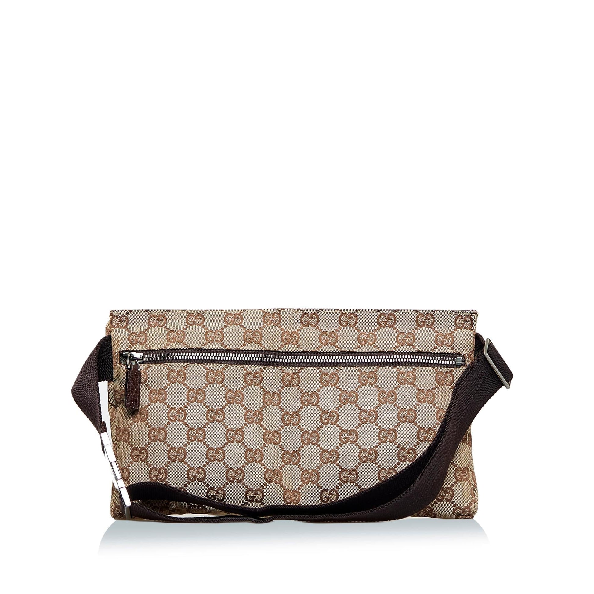 Gucci GG Double Pocket Belt SHG-Ne4e13 Canvas Brown Accessory