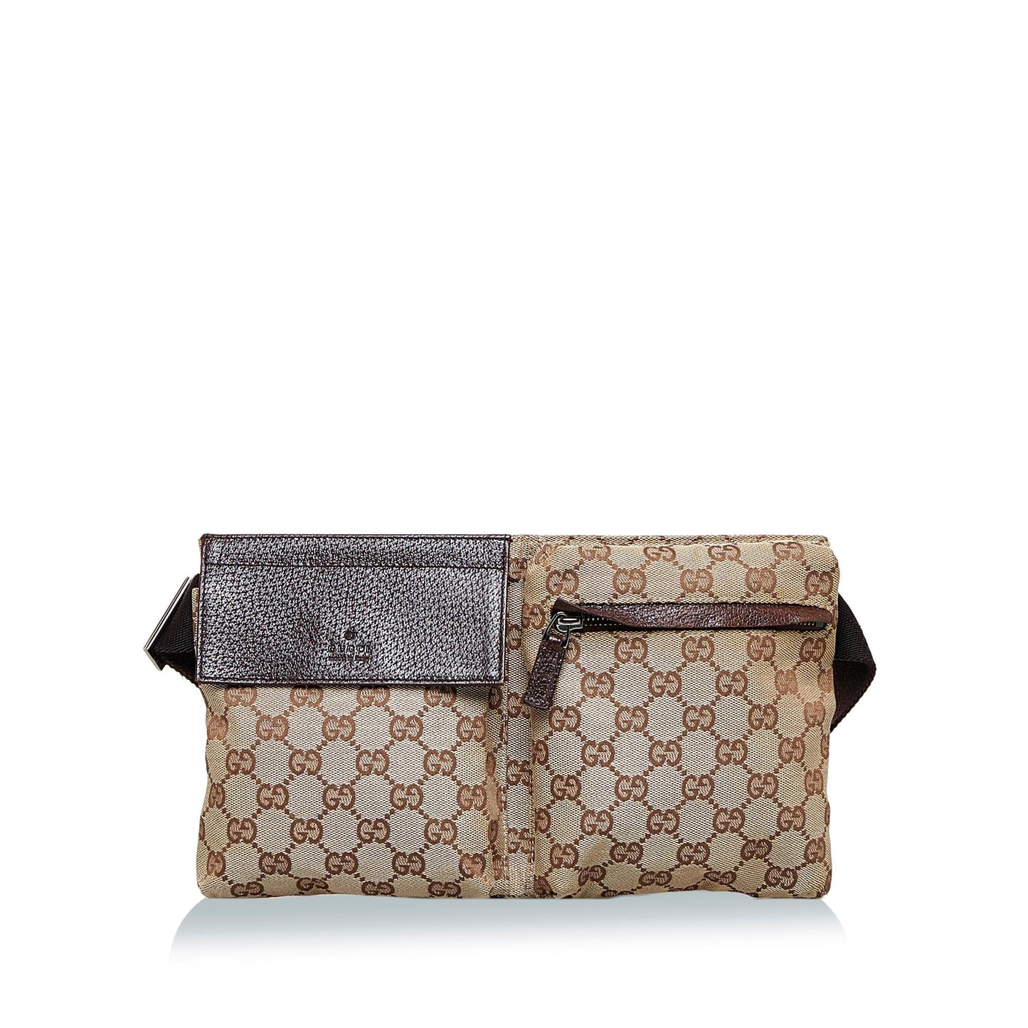 Gucci GG Double Pocket Belt SHG-Ne4e13 Canvas Brown Accessory