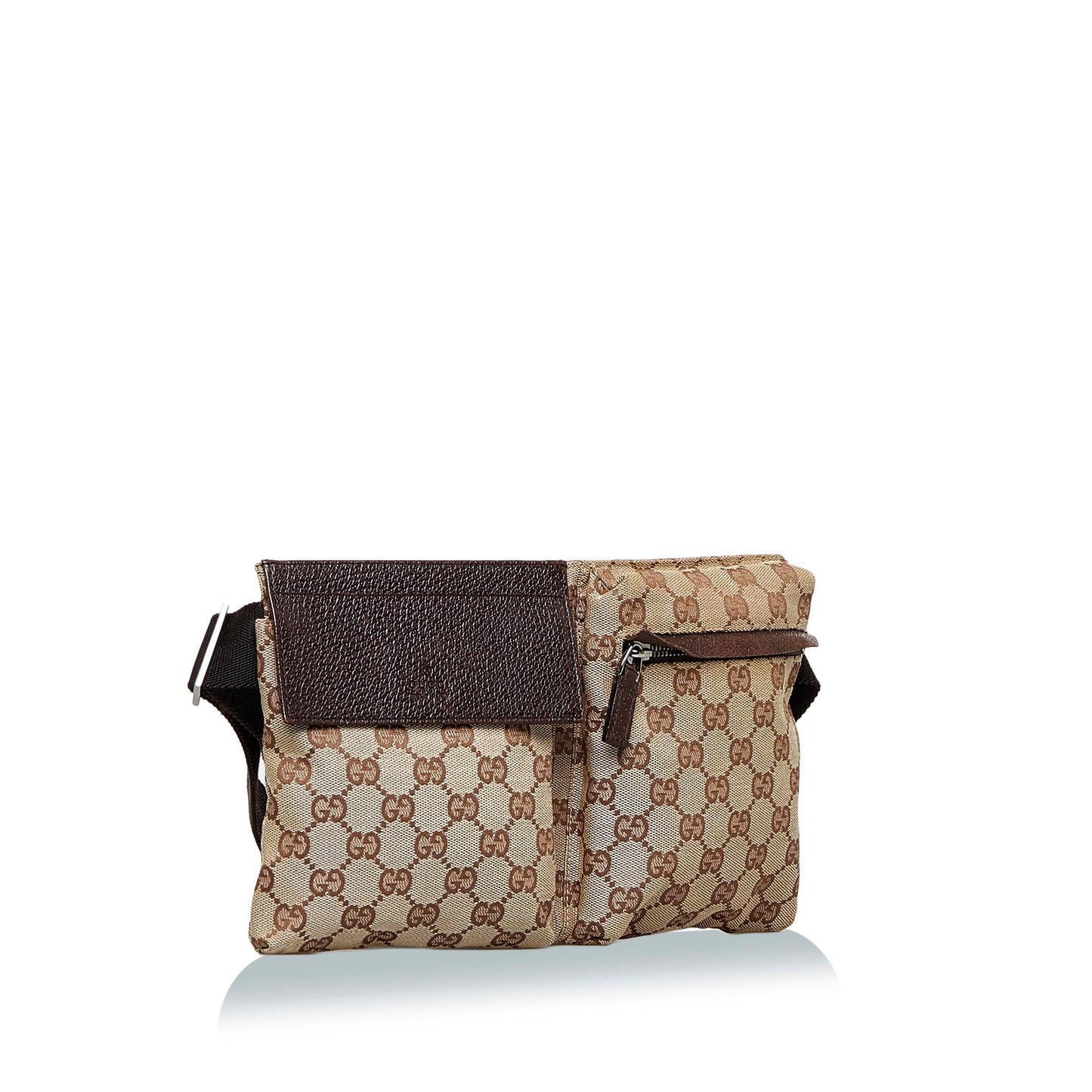 Gucci GG Double Pocket Belt SHG-Ne4e13 Canvas Brown Accessory