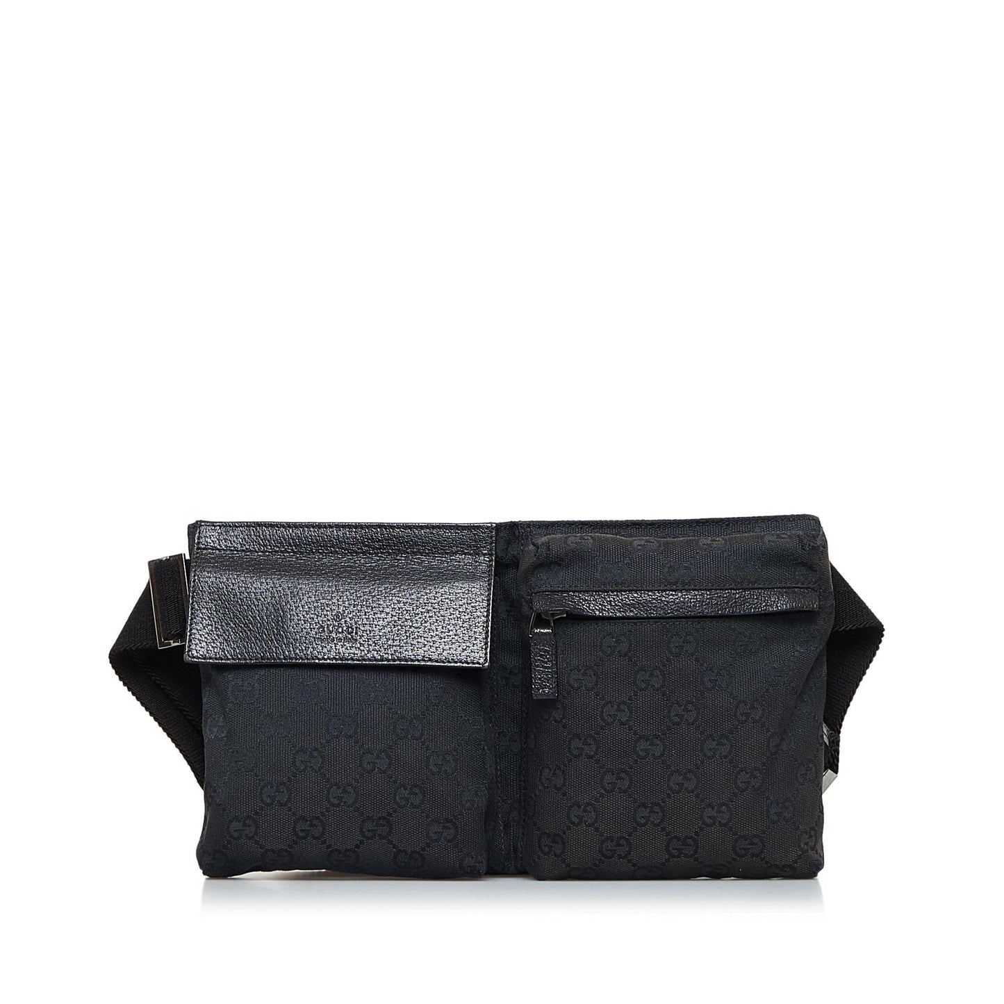 Gucci GG Double Pocket Belt SHG-jTXA2O Canvas Black Accessory