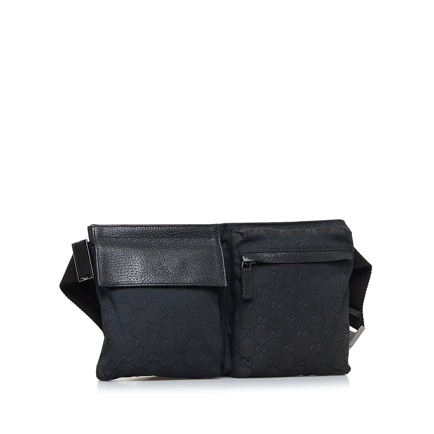 Gucci GG Double Pocket Belt SHG-jTXA2O Canvas Black Accessory