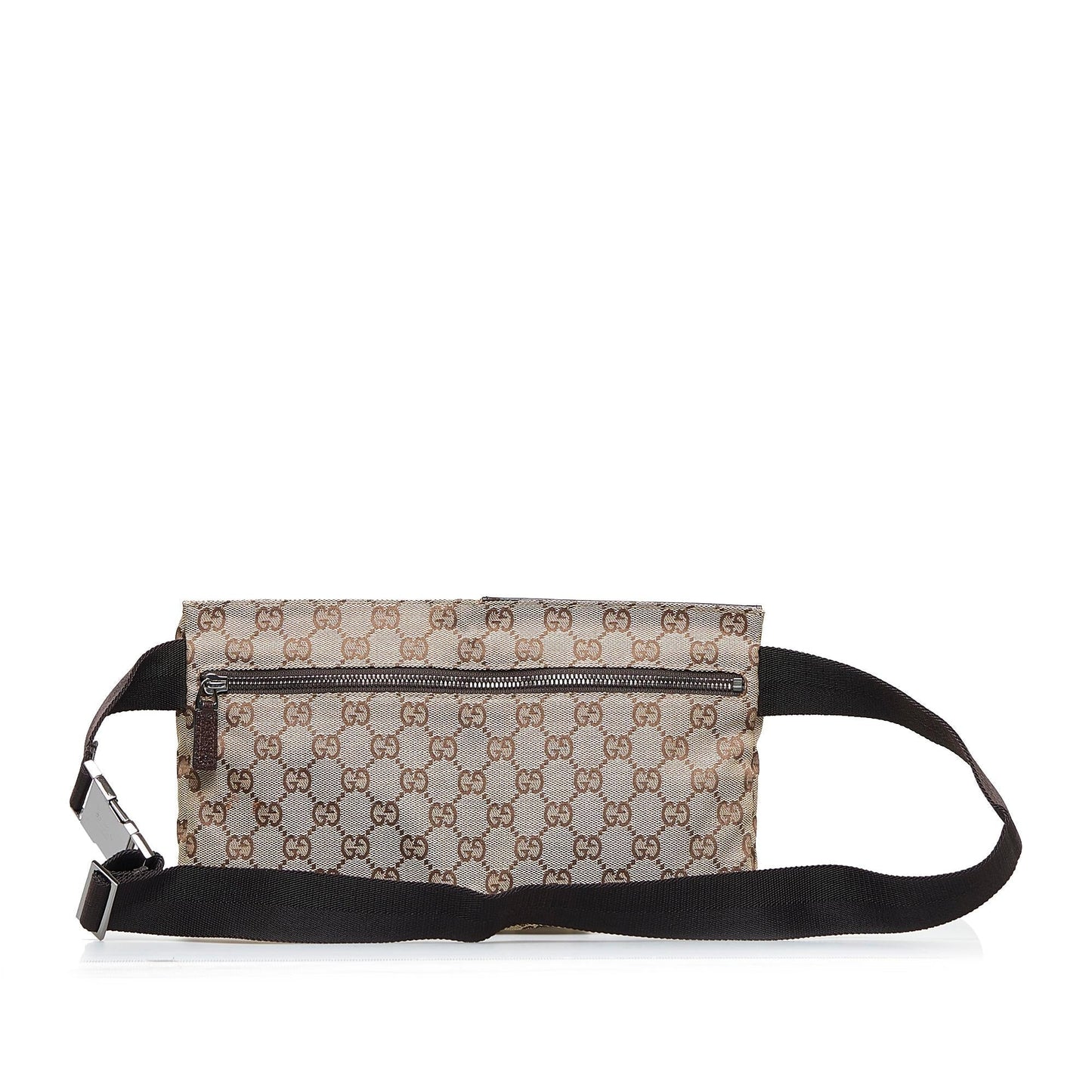 Gucci GG Double Pocket Belt SHG-MsV5eS Canvas Brown Accessory