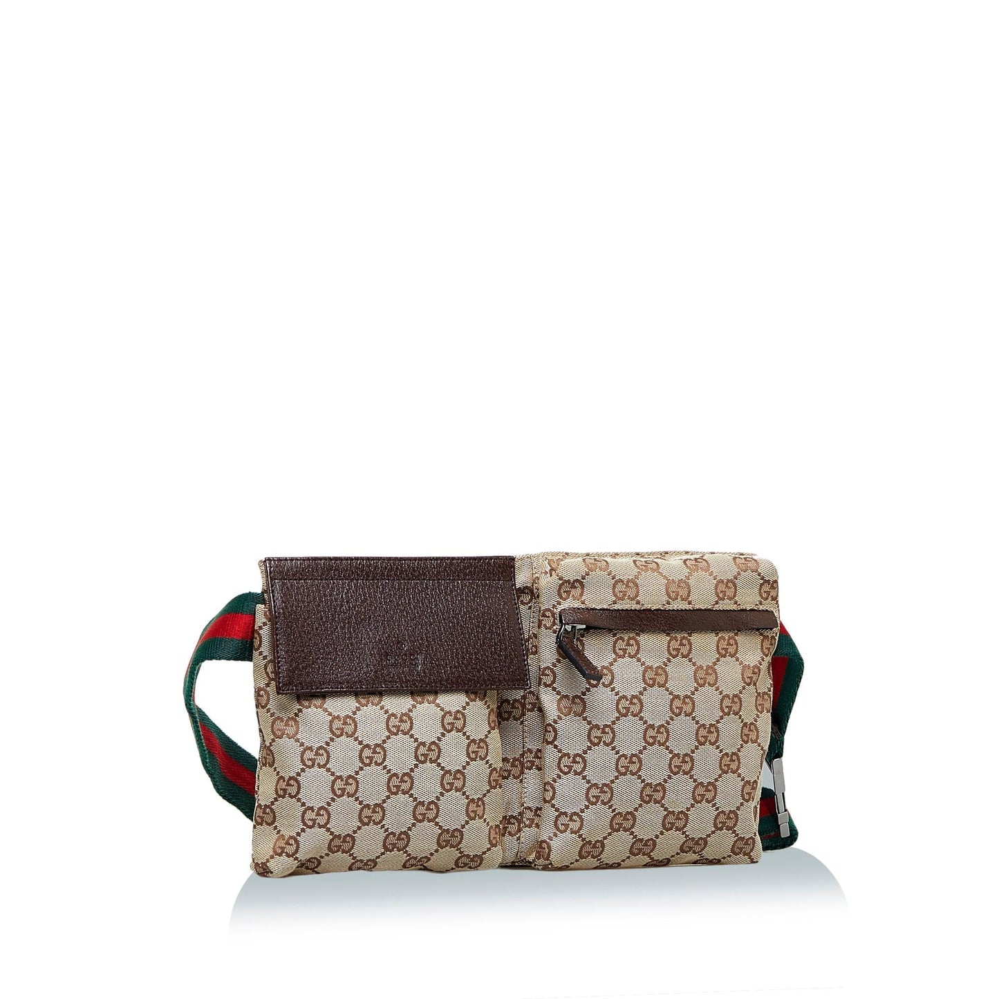 Gucci GG Double Pocket Belt SHG-K8VhdU Canvas Brown Accessory