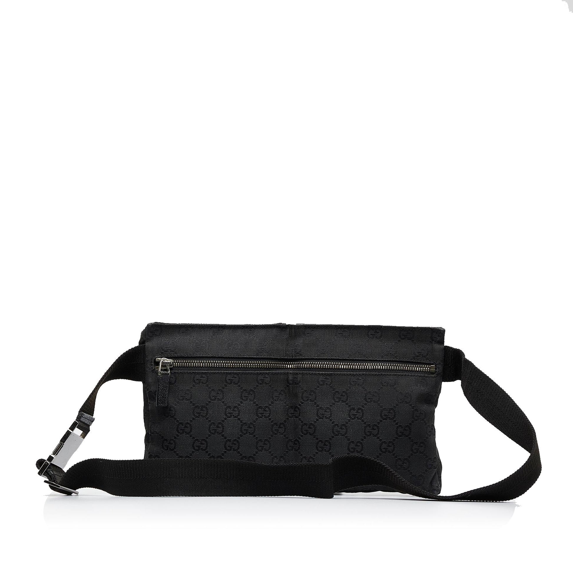 Gucci GG Double Pocket Belt SHG-330faY Canvas Black Accessory