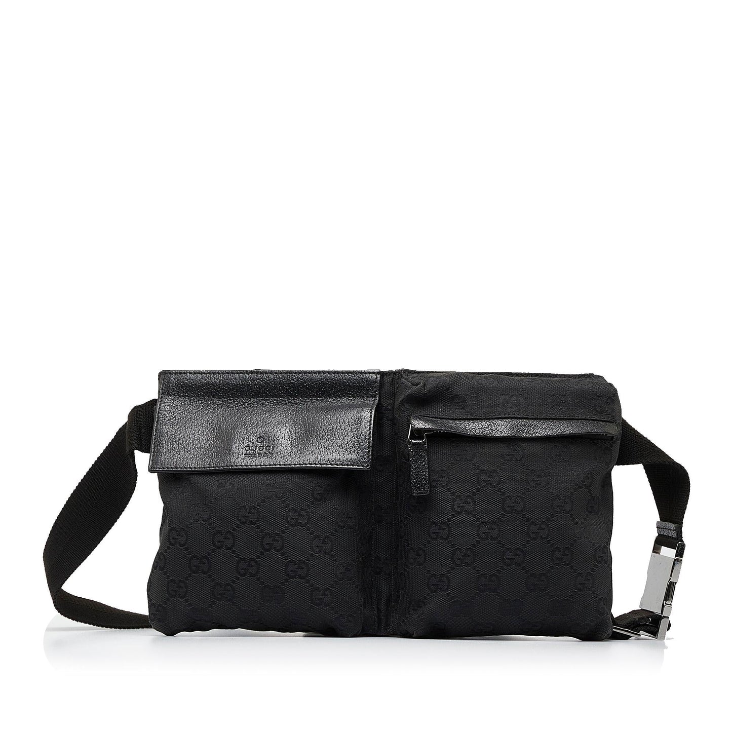Gucci GG Double Pocket Belt SHG-330faY Canvas Black Accessory