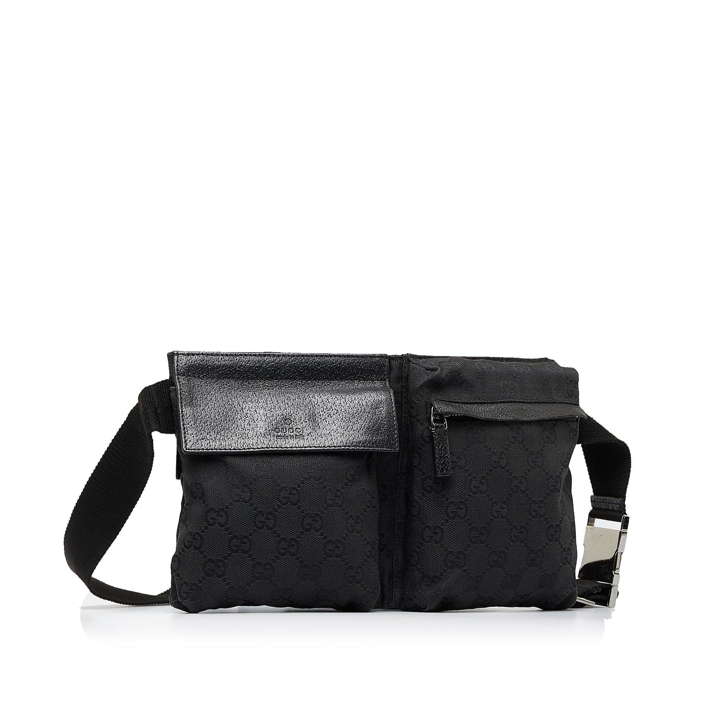 Gucci GG Double Pocket Belt SHG-330faY Canvas Black Accessory