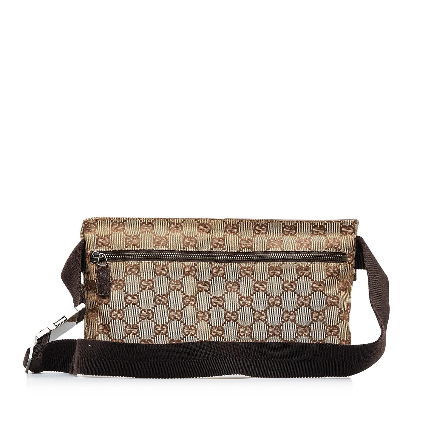 Gucci GG Double Pocket Belt SHG-ozfMNY Canvas Calf Brown Accessory