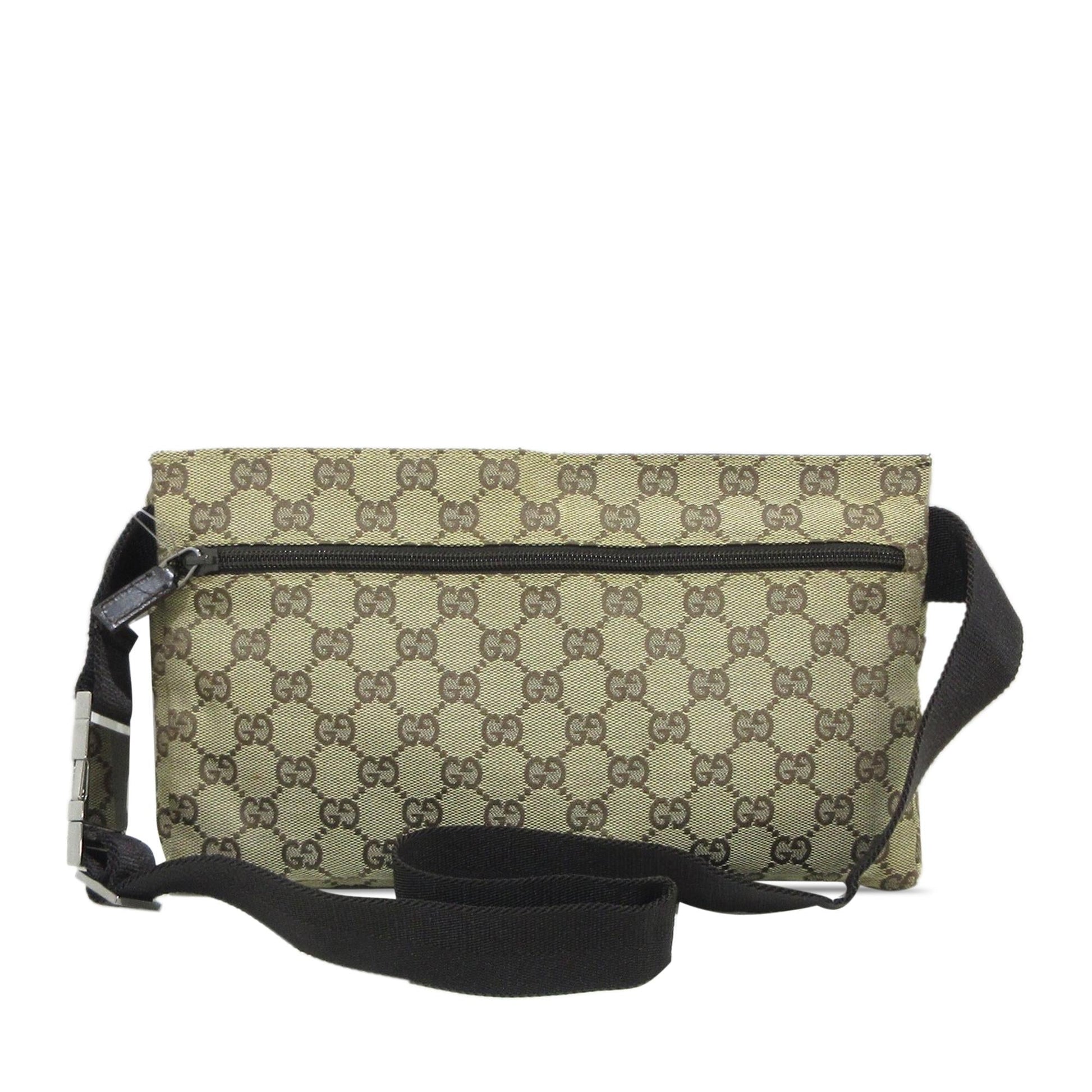 Gucci GG Double Pocket Belt SHG-YKH3IL Canvas Brown Accessory
