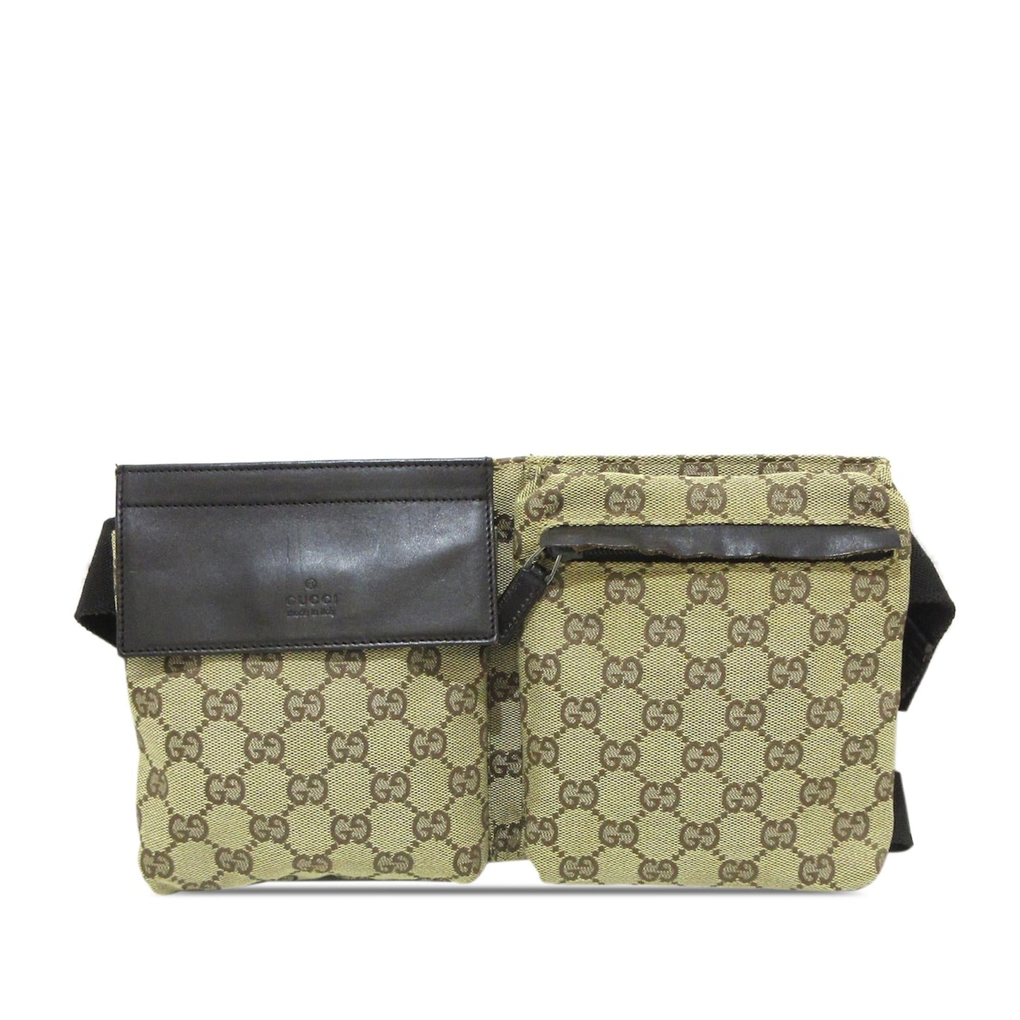 Gucci GG Double Pocket Belt SHG-YKH3IL Canvas Brown Accessory