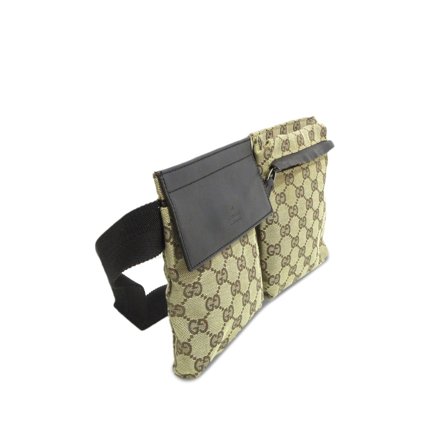 Gucci GG Double Pocket Belt SHG-YKH3IL Canvas Brown Accessory