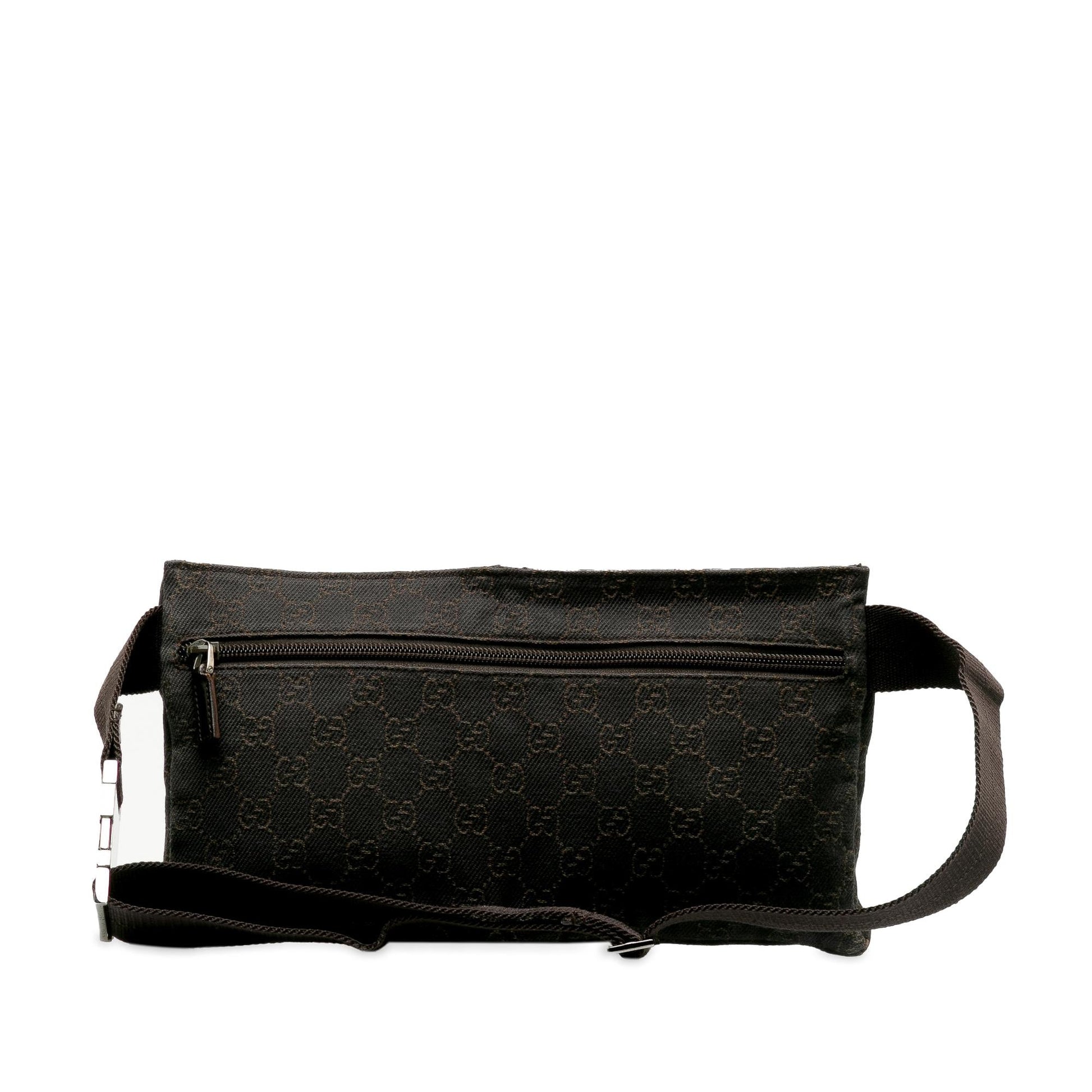 Gucci GG Double Pocket Belt SHG-A3c4cV Canvas Black Accessory