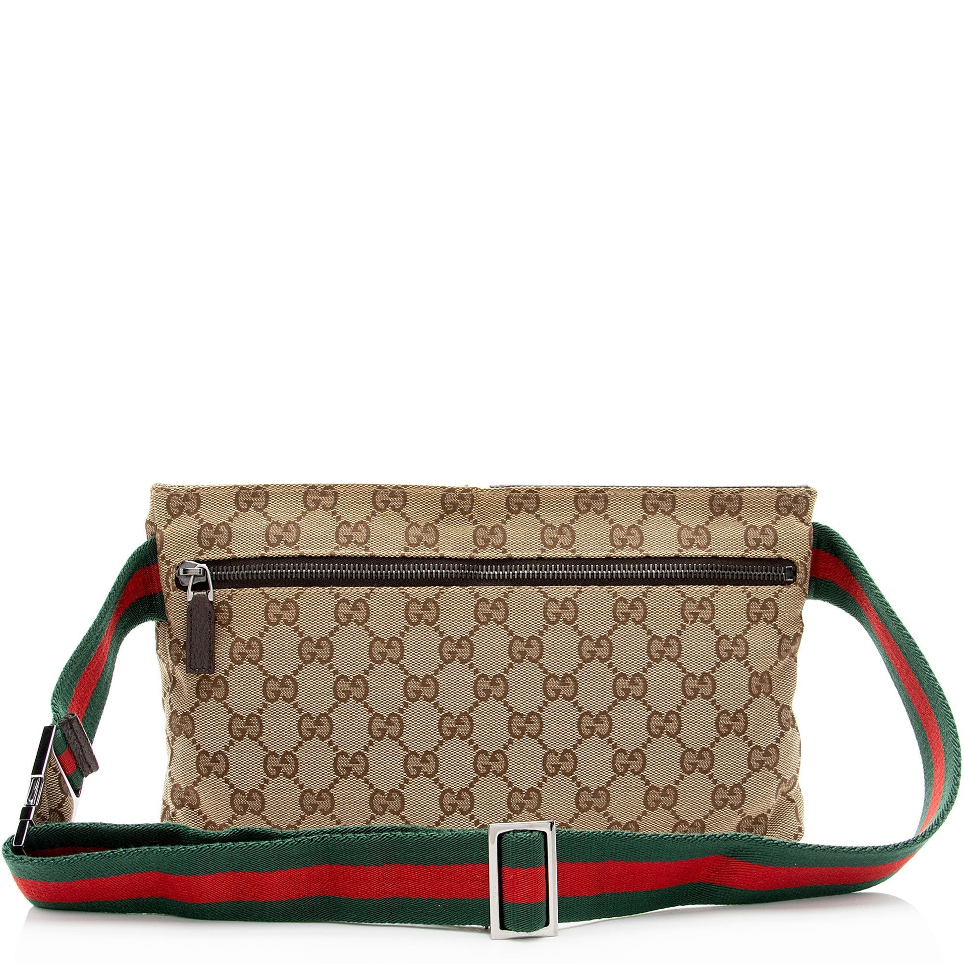Gucci GG Double Pocket Belt SHF-Z0mmJ4 Leather Canvas Nylon Brown Accessory