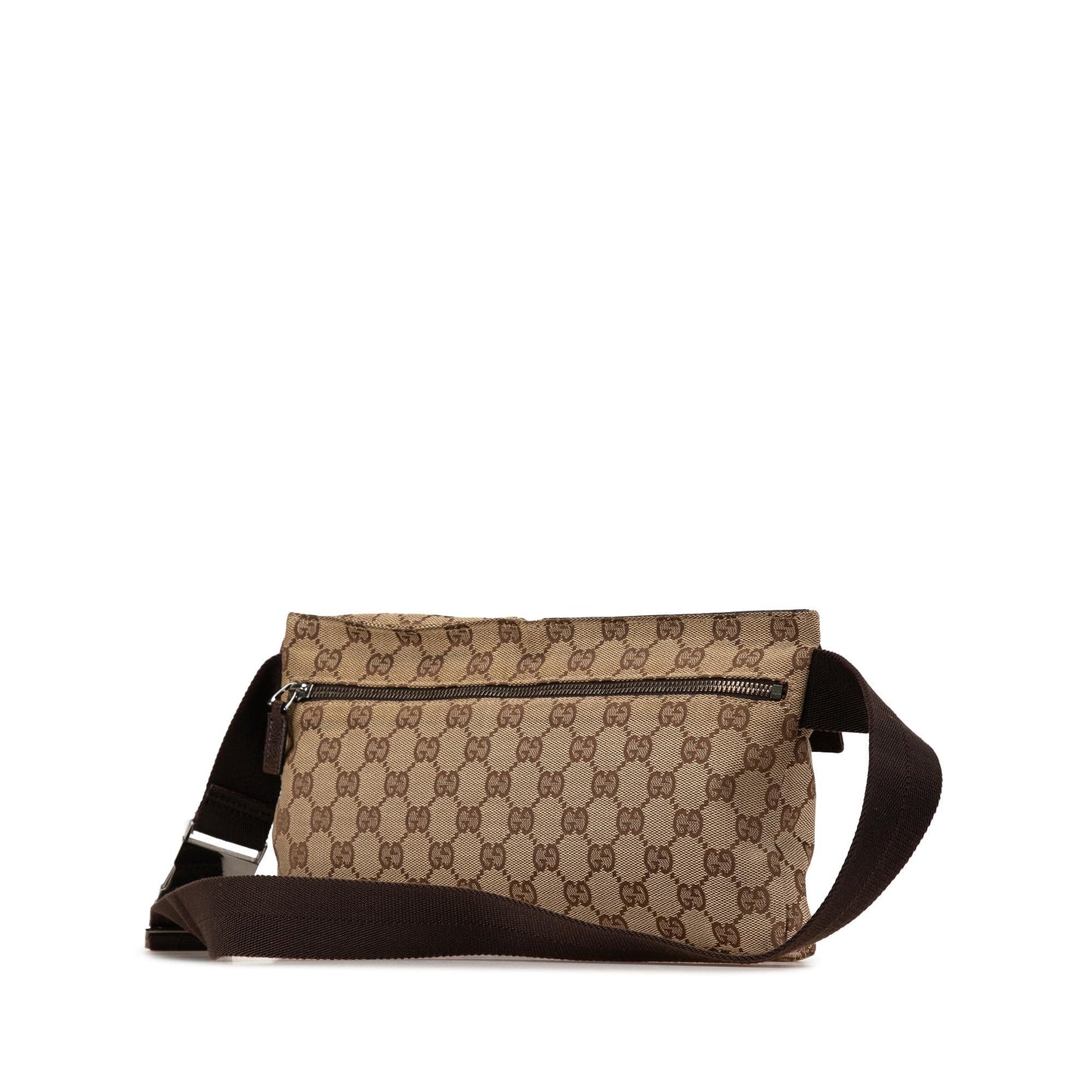 Gucci GG Double Pocket Belt SHG-4MdUlJ Canvas Calf Brown Accessory