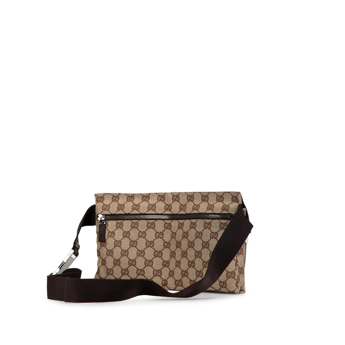 Gucci GG Double Pocket Belt SHG-IK6GbF Canvas Calf Brown Accessory