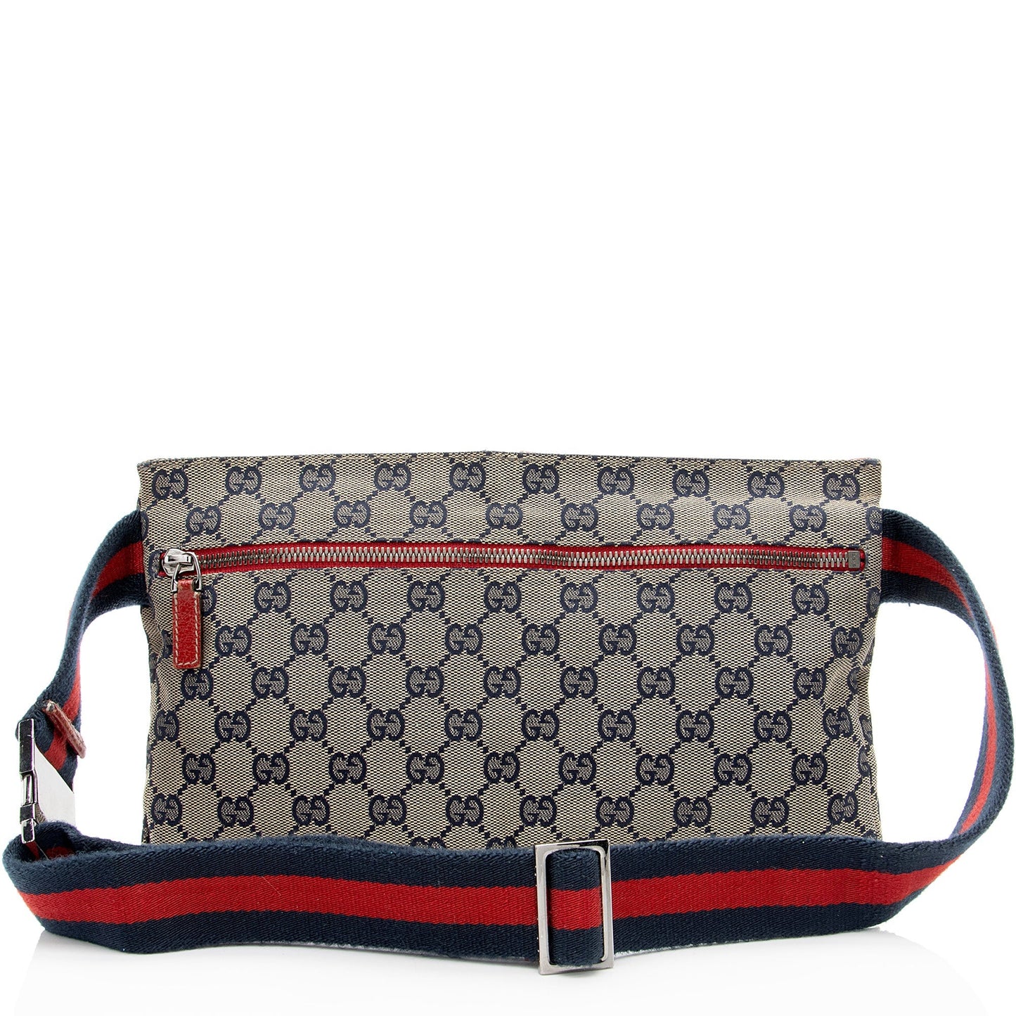 Gucci GG Double Pocket Belt SHF-SkYvtK Leather Canvas Nylon Beige Accessory