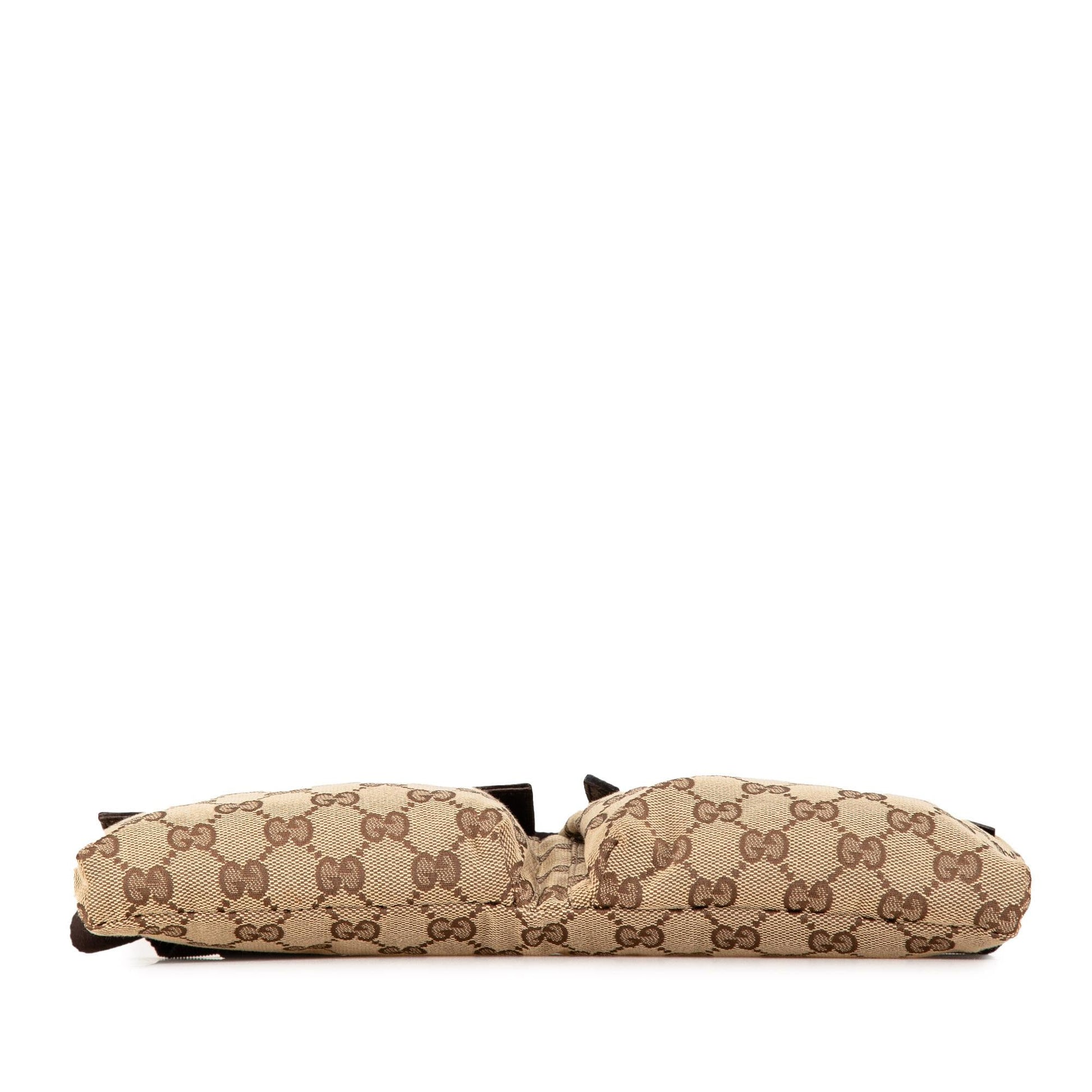 Gucci GG Double Pocket Belt SHG-g4W9QX Canvas Calf Brown Accessory