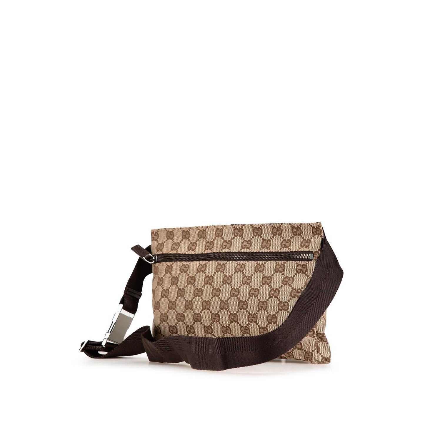 Gucci GG Double Pocket Belt Canvas Calf Brown Accessory Bag 1
