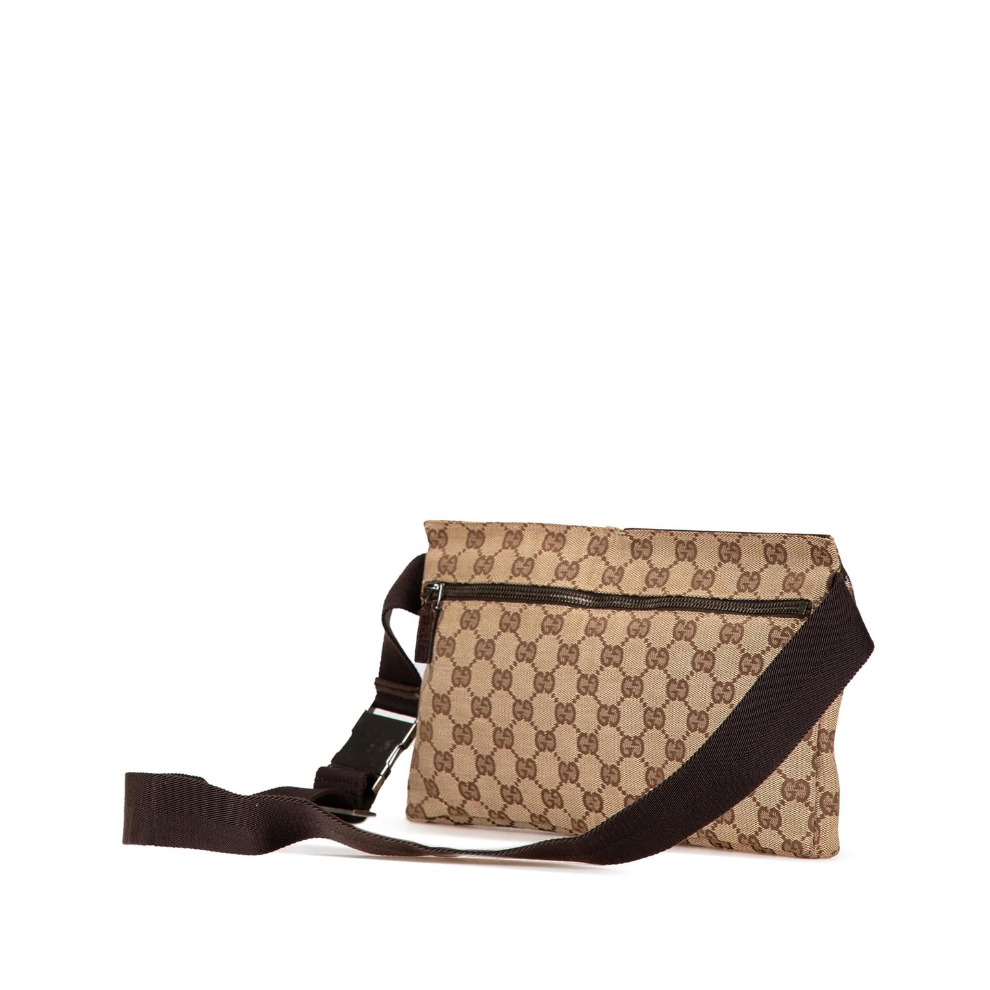 Gucci GG Double Pocket Belt Canvas Calf Brown Accessory Bag 3