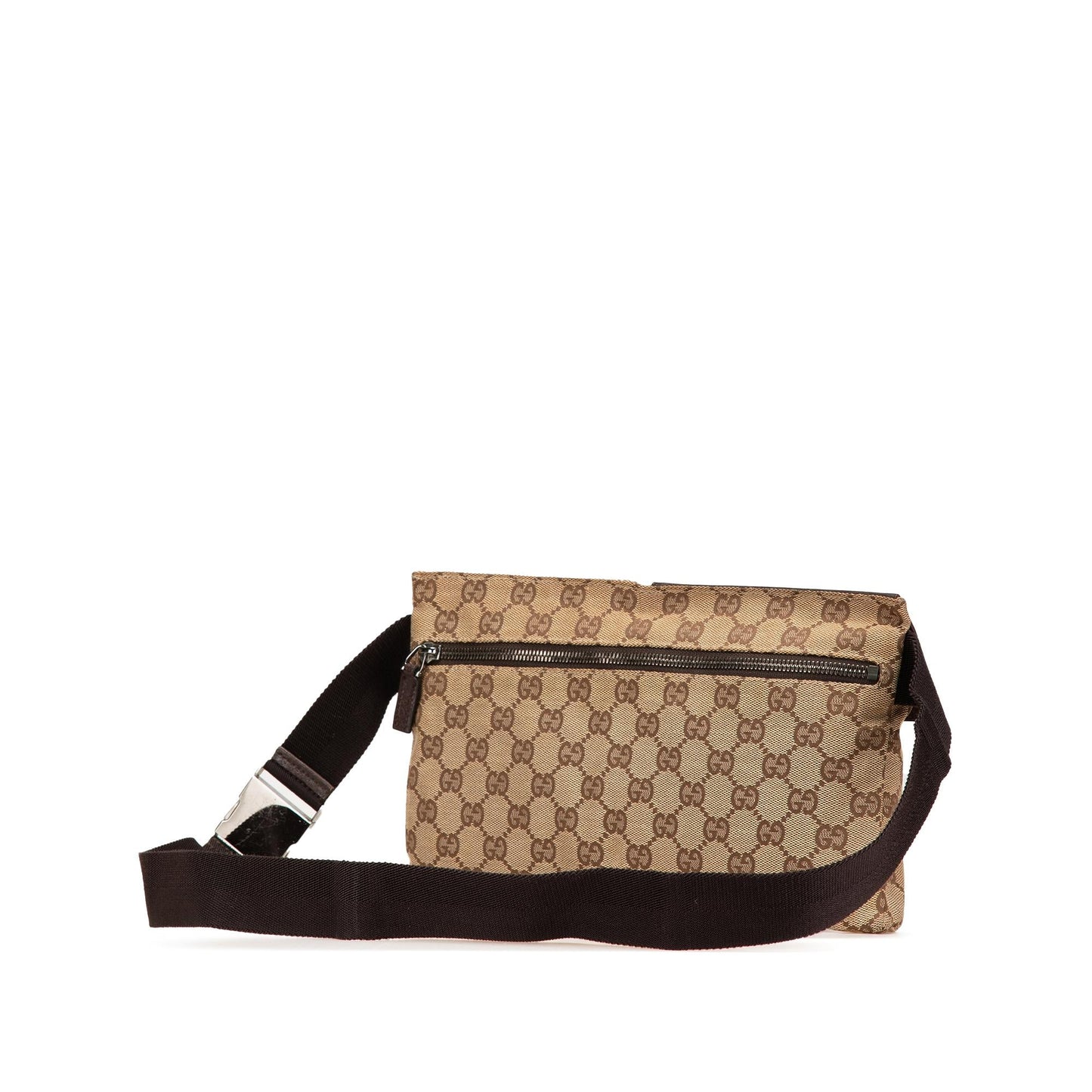 Gucci GG Double Pocket Belt Canvas Calf Brown Accessory Bag 5
