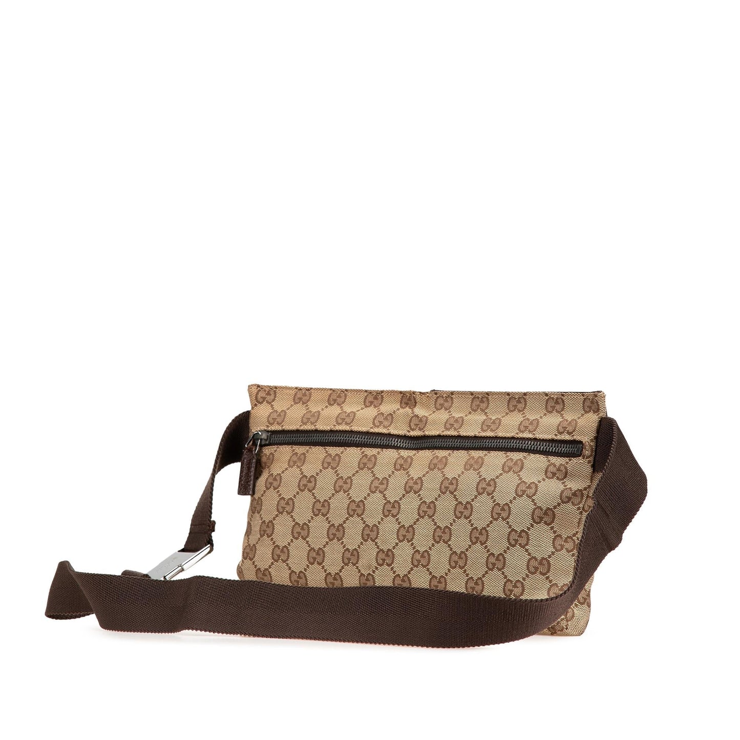 Gucci GG Double Pocket Belt Canvas Calf Brown Accessory Bag 9