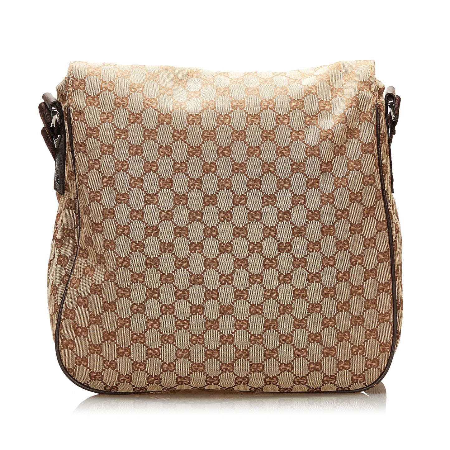 Gucci GG Double Pocket Messenger SHG Canvas Brown Flap Crossbody Bag