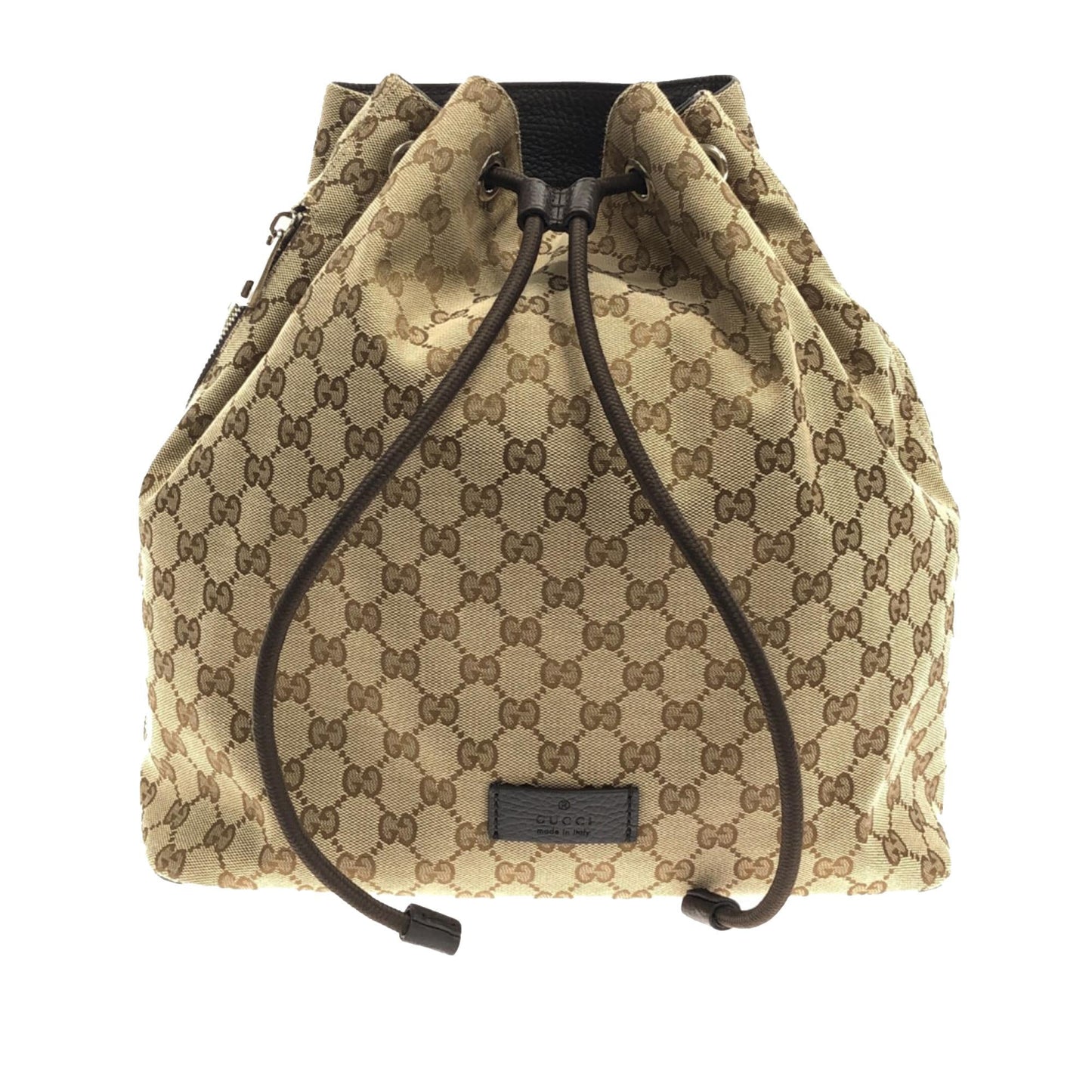 Gucci GG Drawstring Backpack SHG-ROBSMj Canvas Calf Brown Jewelry