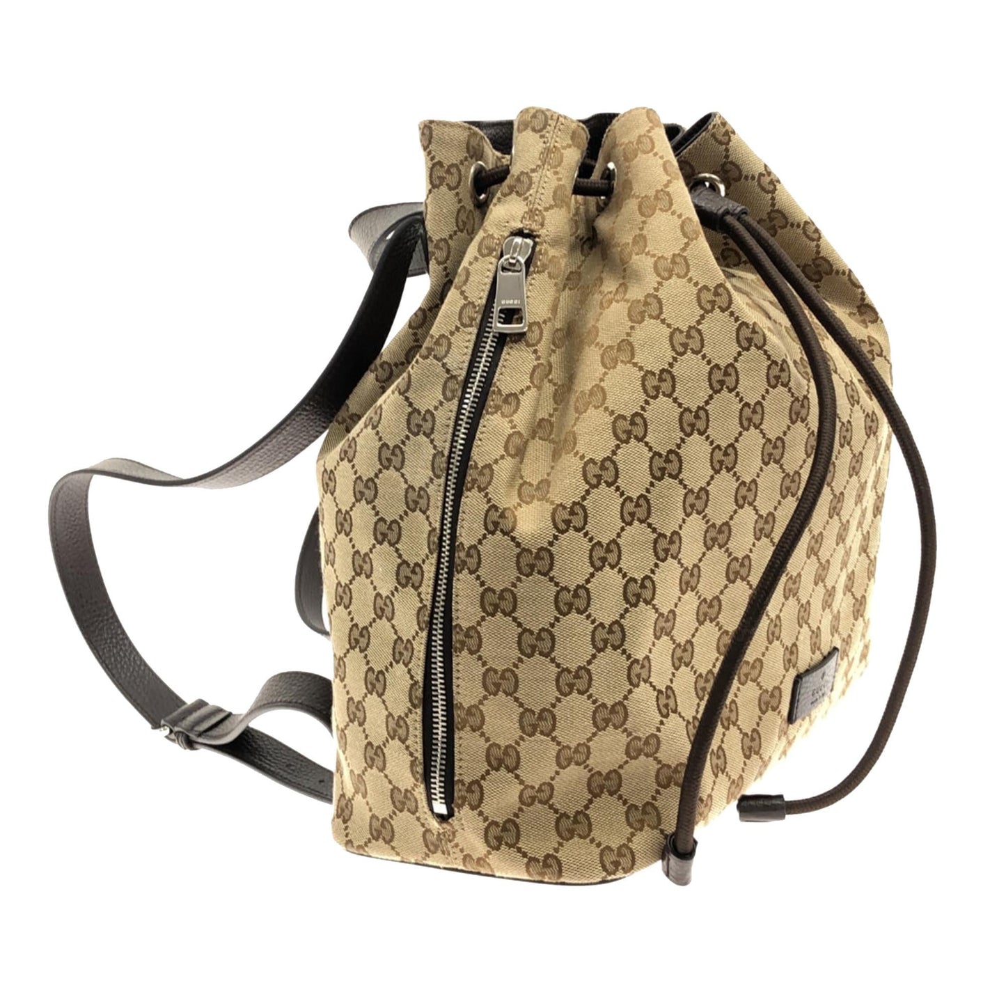 Gucci GG Drawstring Backpack SHG-ROBSMj Canvas Calf Brown Jewelry