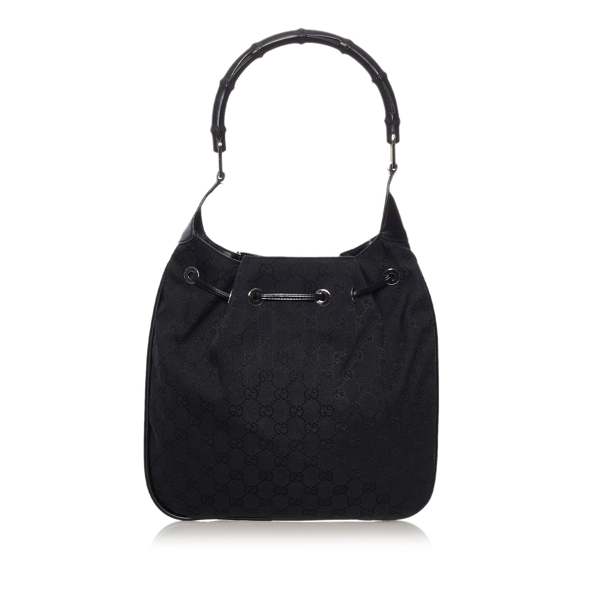 Gucci GG Drawstring SHG Canvas Black Jewelry
