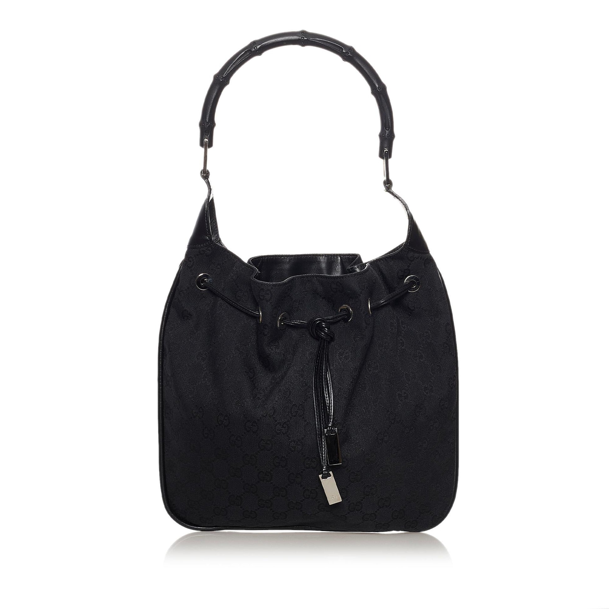 Gucci GG Drawstring SHG Canvas Black Jewelry