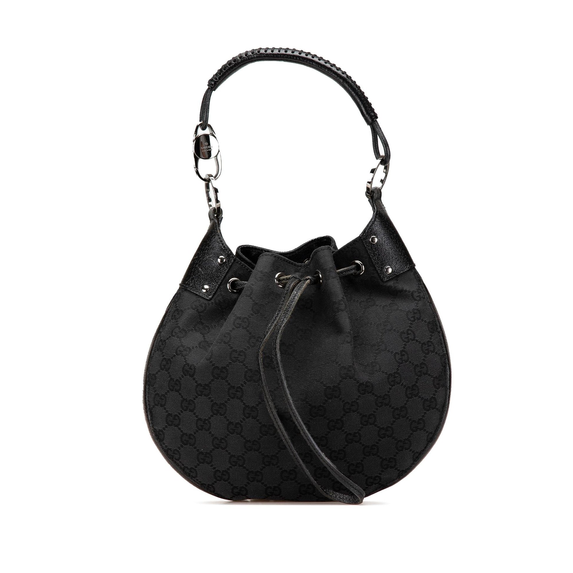 Gucci GG Drawstring Canvas Calf Black Jewelry