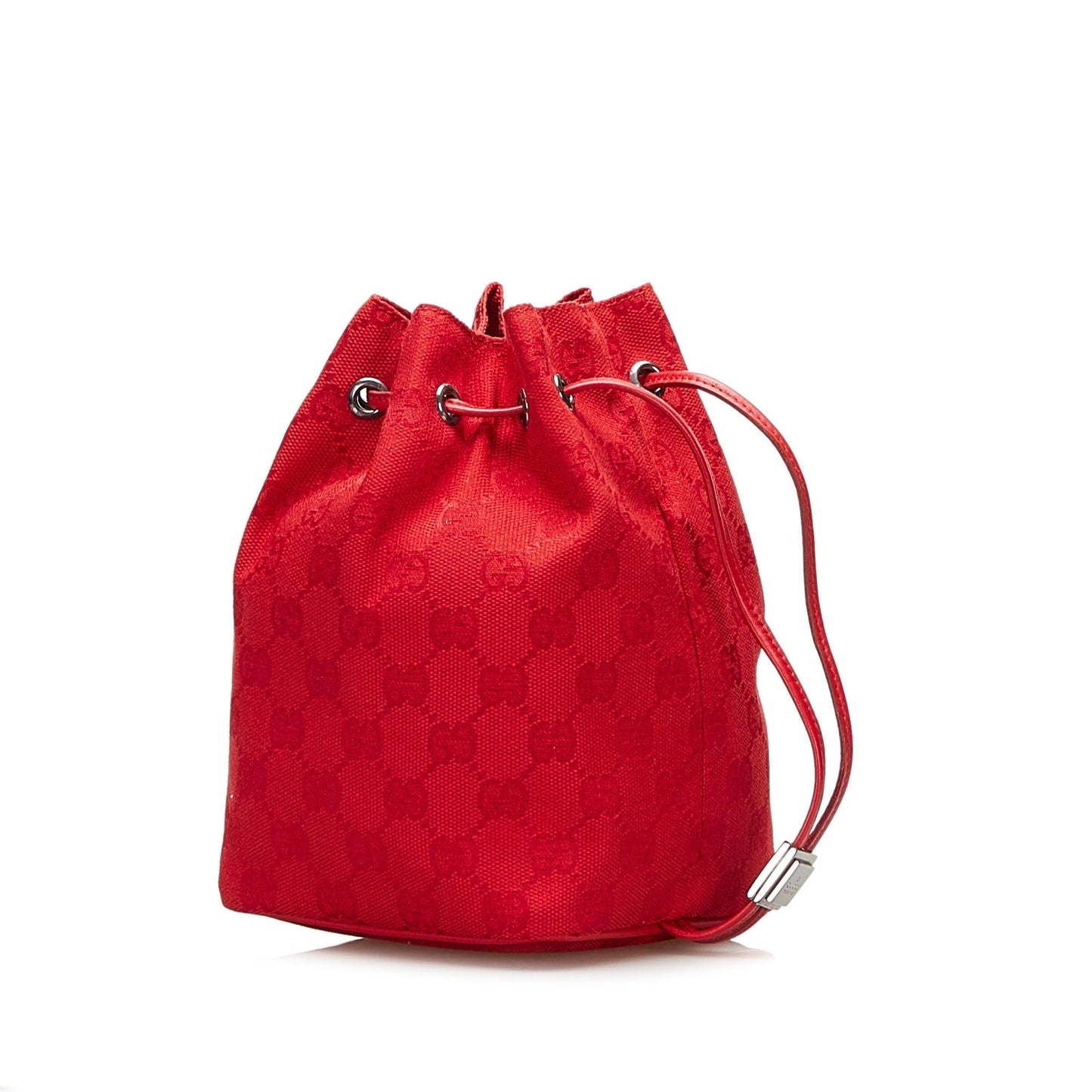 Gucci GG Drawstring Pouch SHG Canvas Red Jewelry