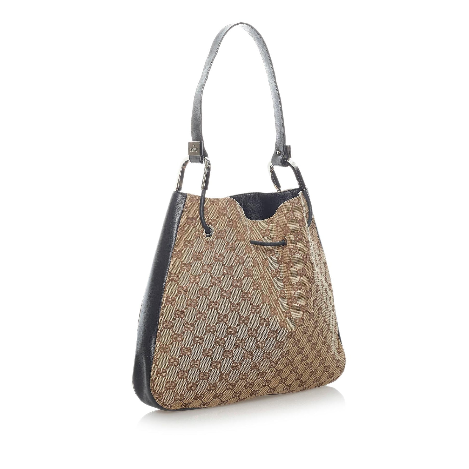 Gucci GG Drawstring SHG Canvas Brown Jewelry