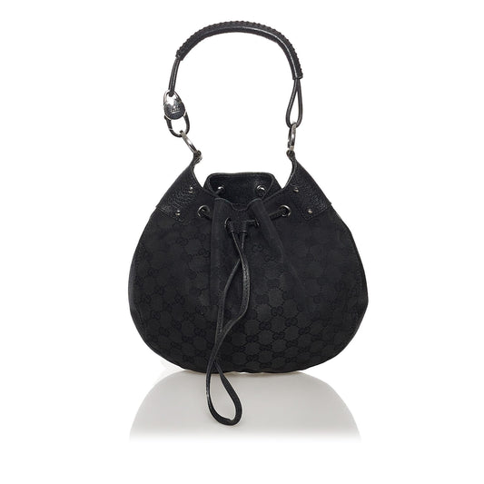 Gucci GG Drawstring SHG Canvas Black Jewelry Bag Shg