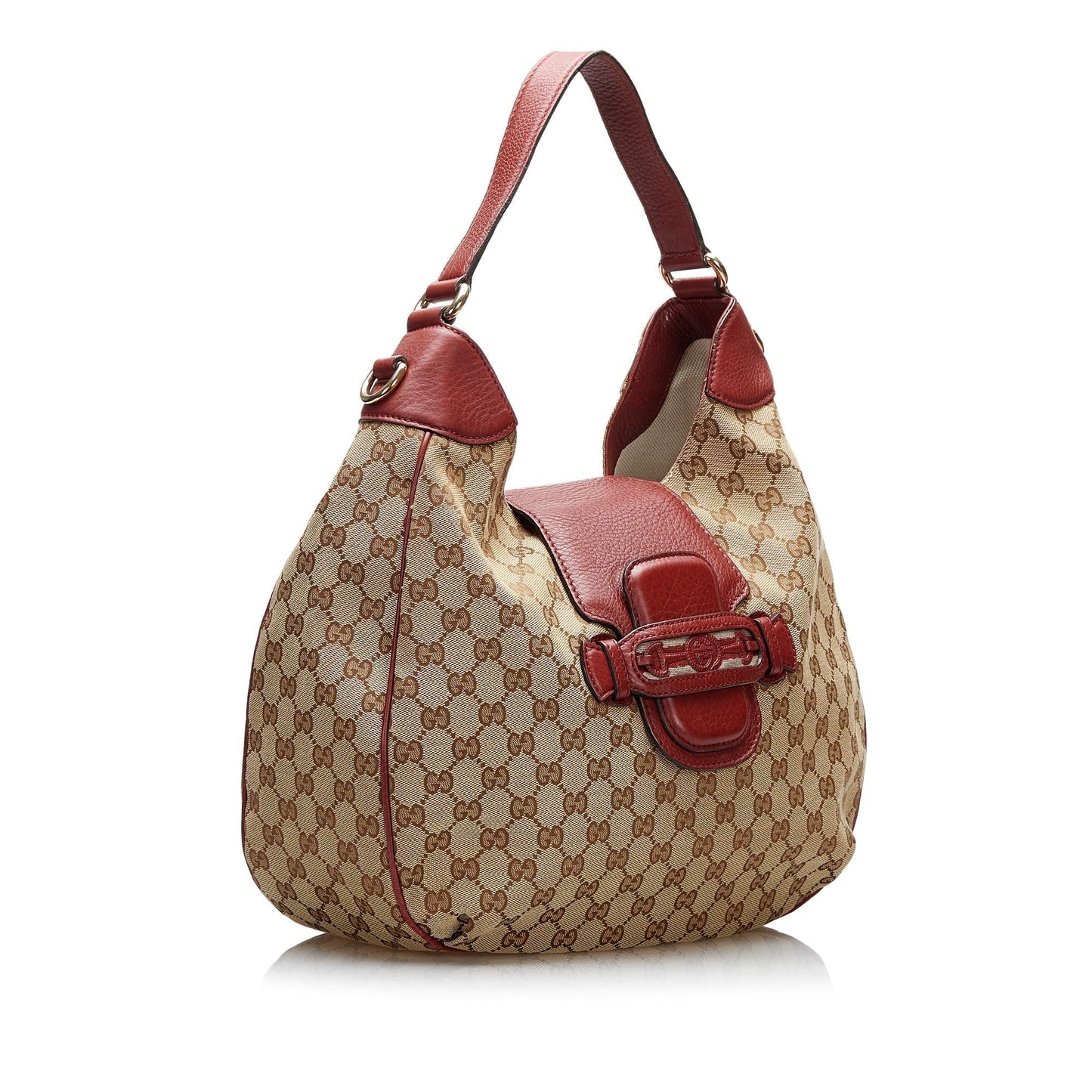 Gucci GG Dressage SHG-cEIFzj Canvas Calf Brown Red Satchel Bag