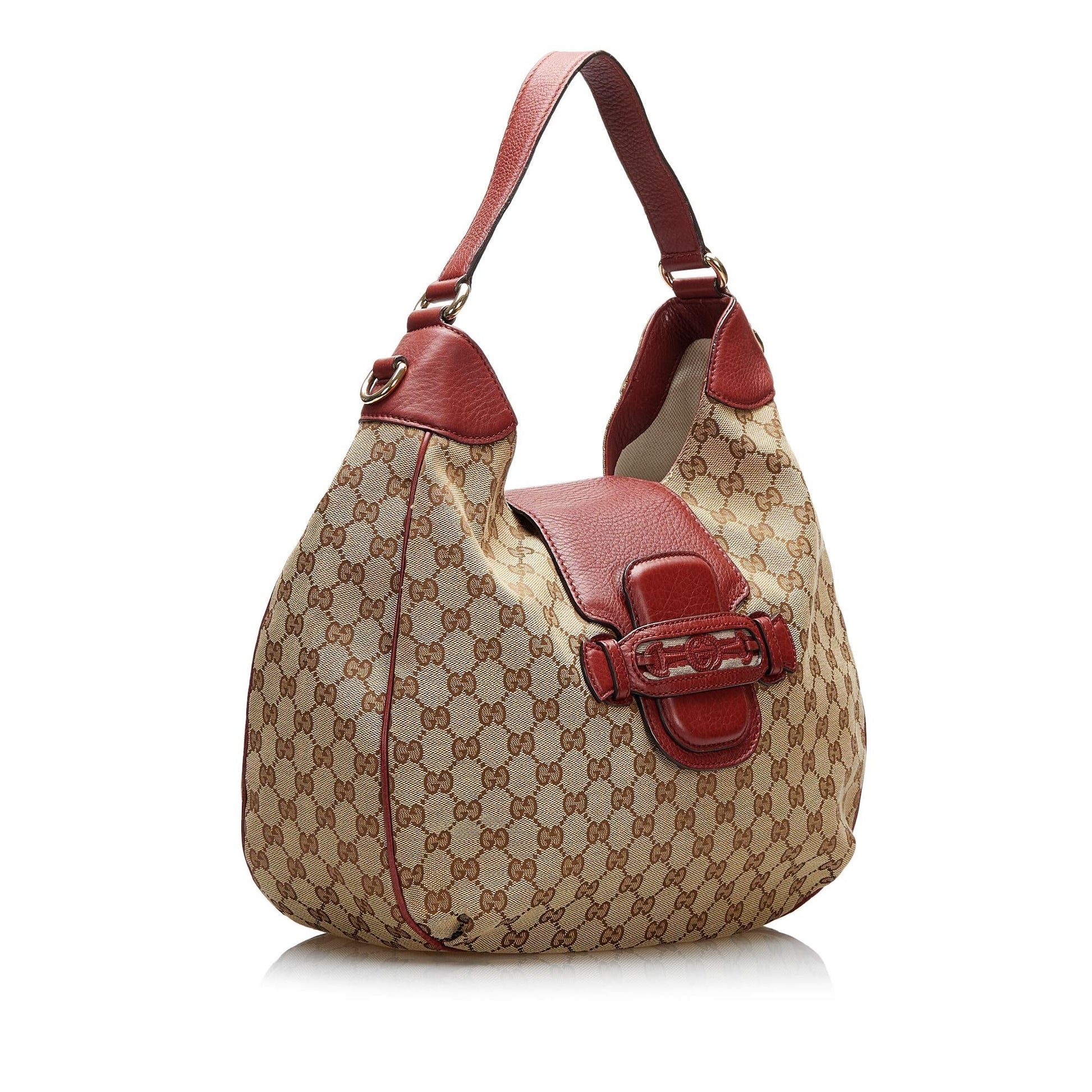 Gucci GG Dressage SHG-cEIFzj Canvas Calf Brown Red Satchel Bag