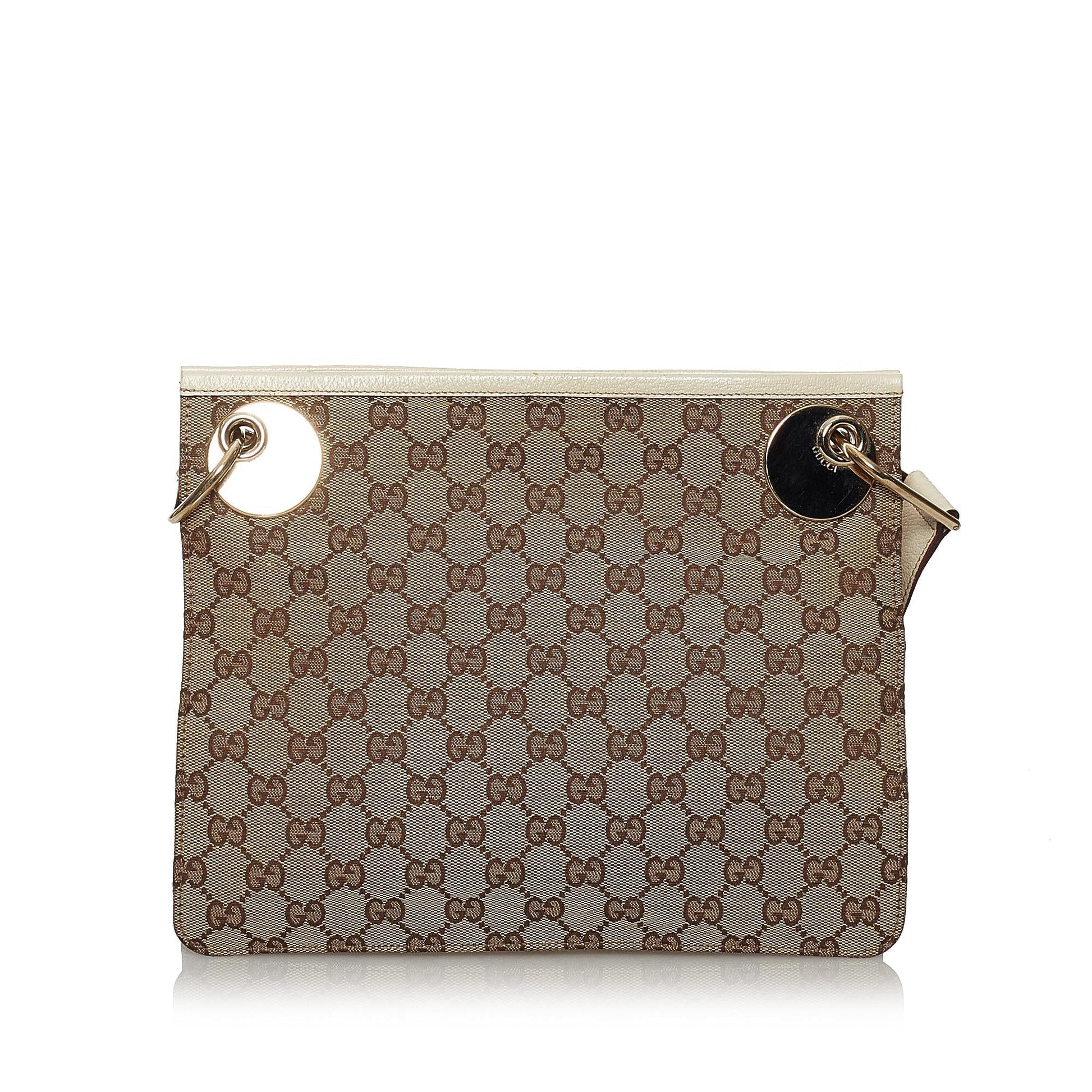 Gucci GG Eclipse SHG Canvas White Brown Crossbody Bag Bag Shg