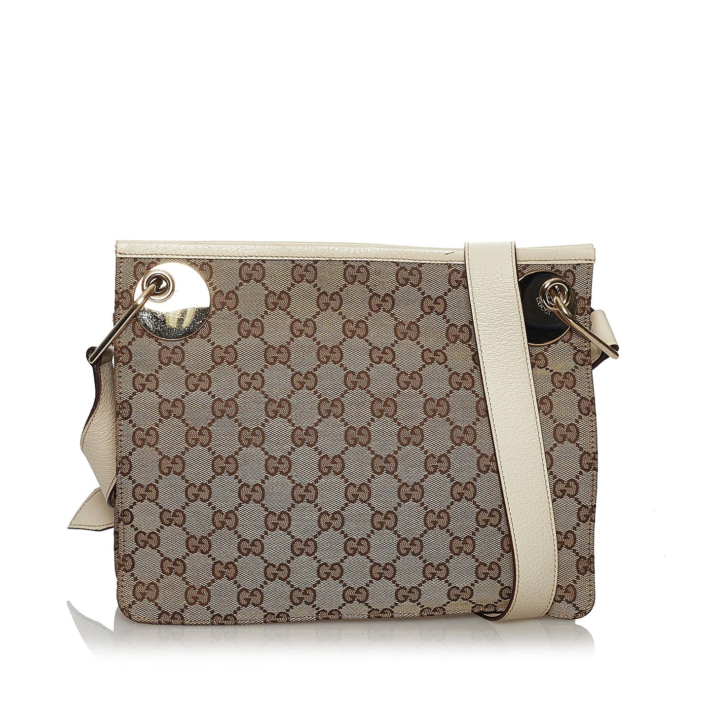 Gucci GG Eclipse SHG Canvas White Brown Crossbody Bag Bag Shg