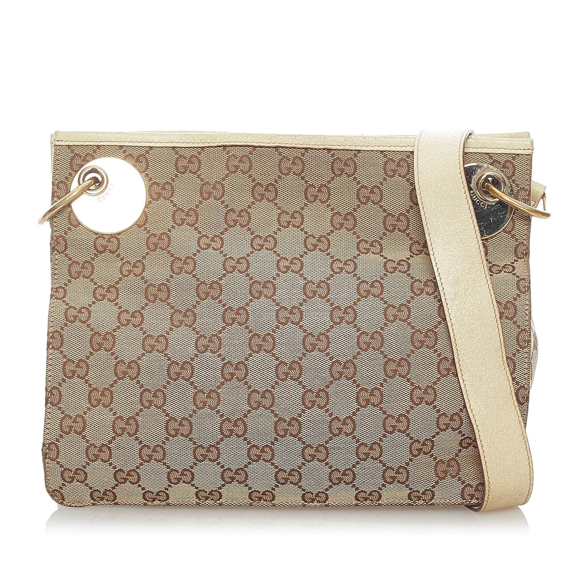 Gucci GG Eclipse SHG Canvas White Brown Crossbody Bag 4
