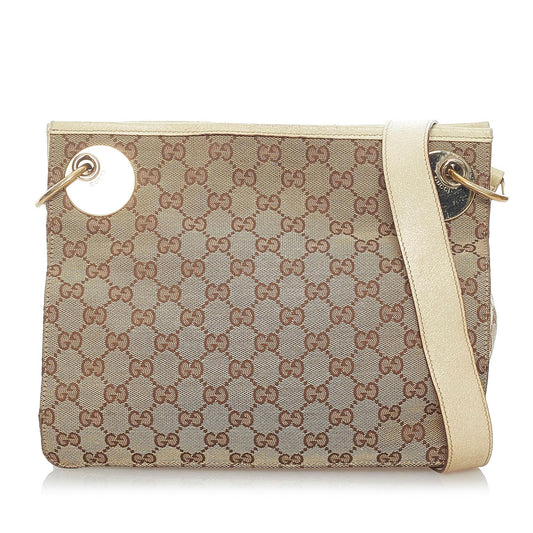 Gucci GG Eclipse SHG Canvas White Brown Crossbody Bag 4