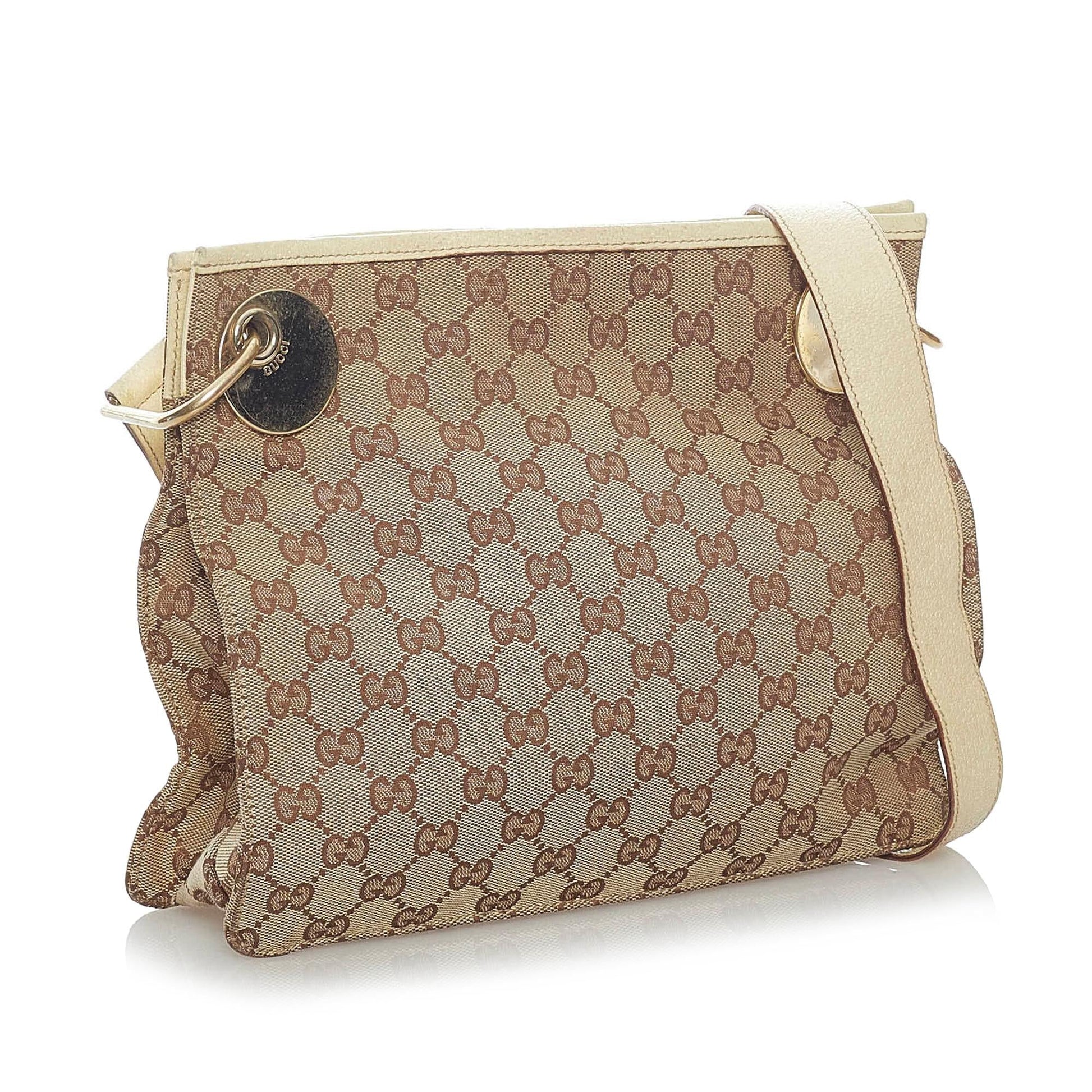 Gucci GG Eclipse SHG Canvas White Brown Crossbody Bag 4