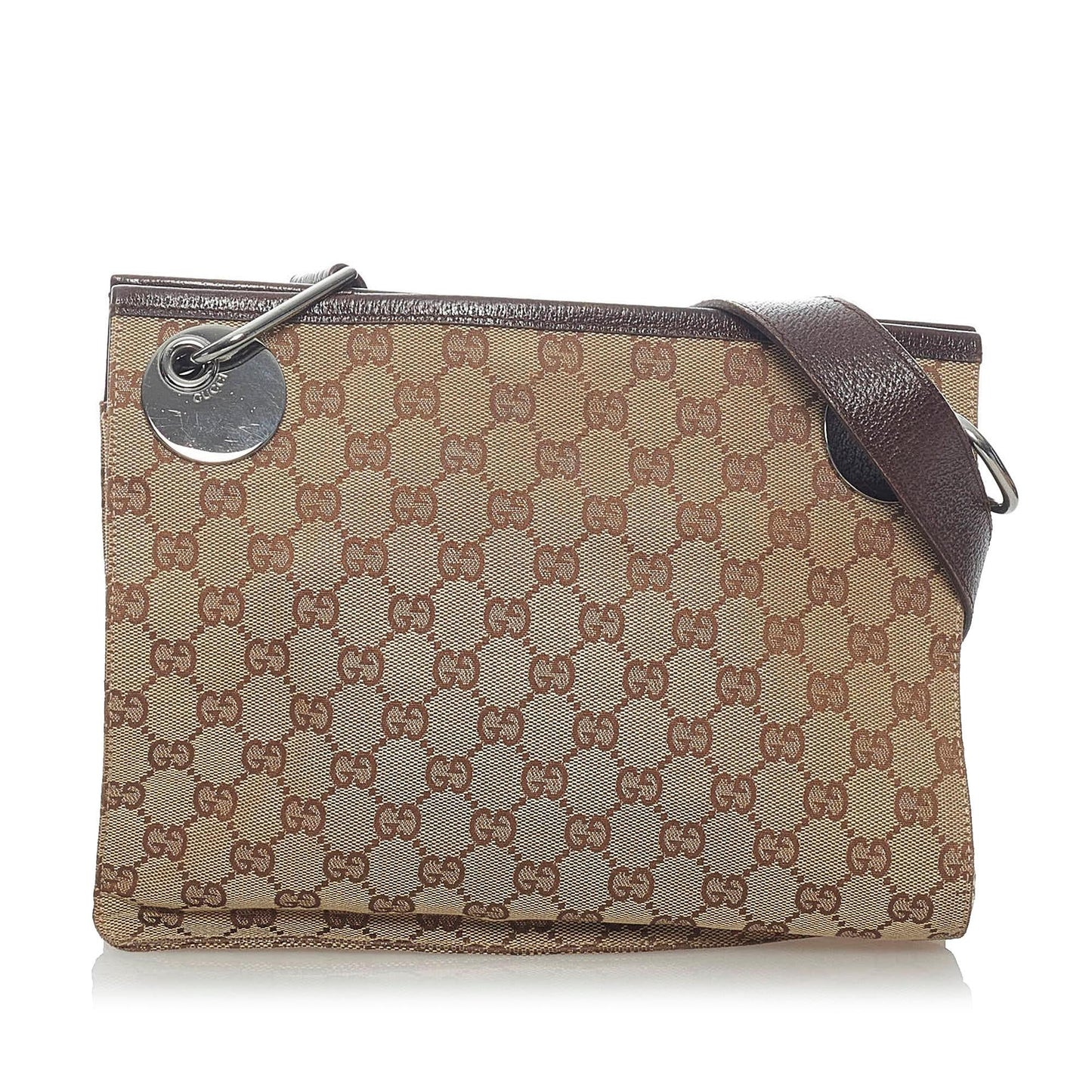 Gucci GG Eclipse SHG Canvas Calf White Brown Crossbody Bag