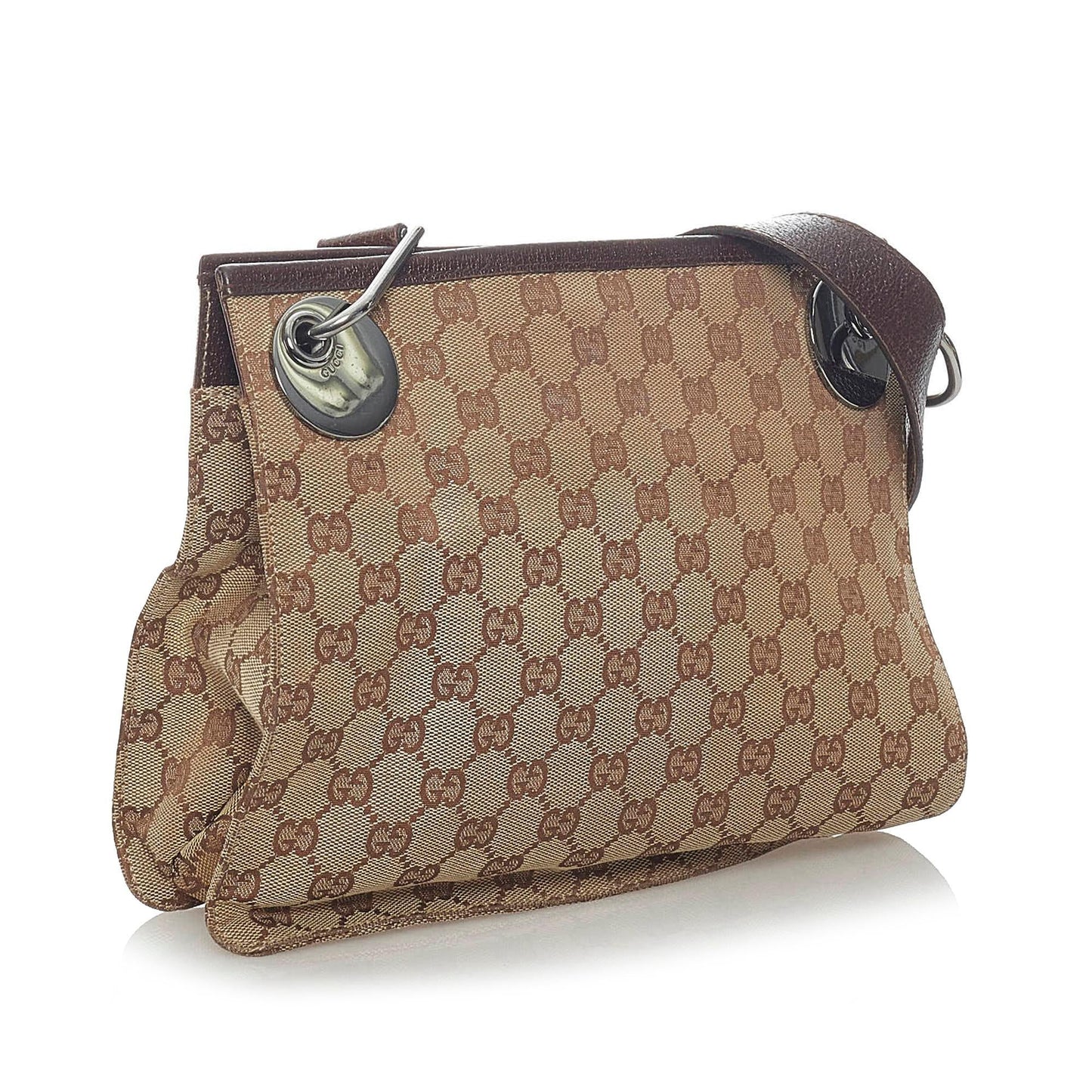 Gucci GG Eclipse SHG Canvas Calf White Brown Crossbody Bag