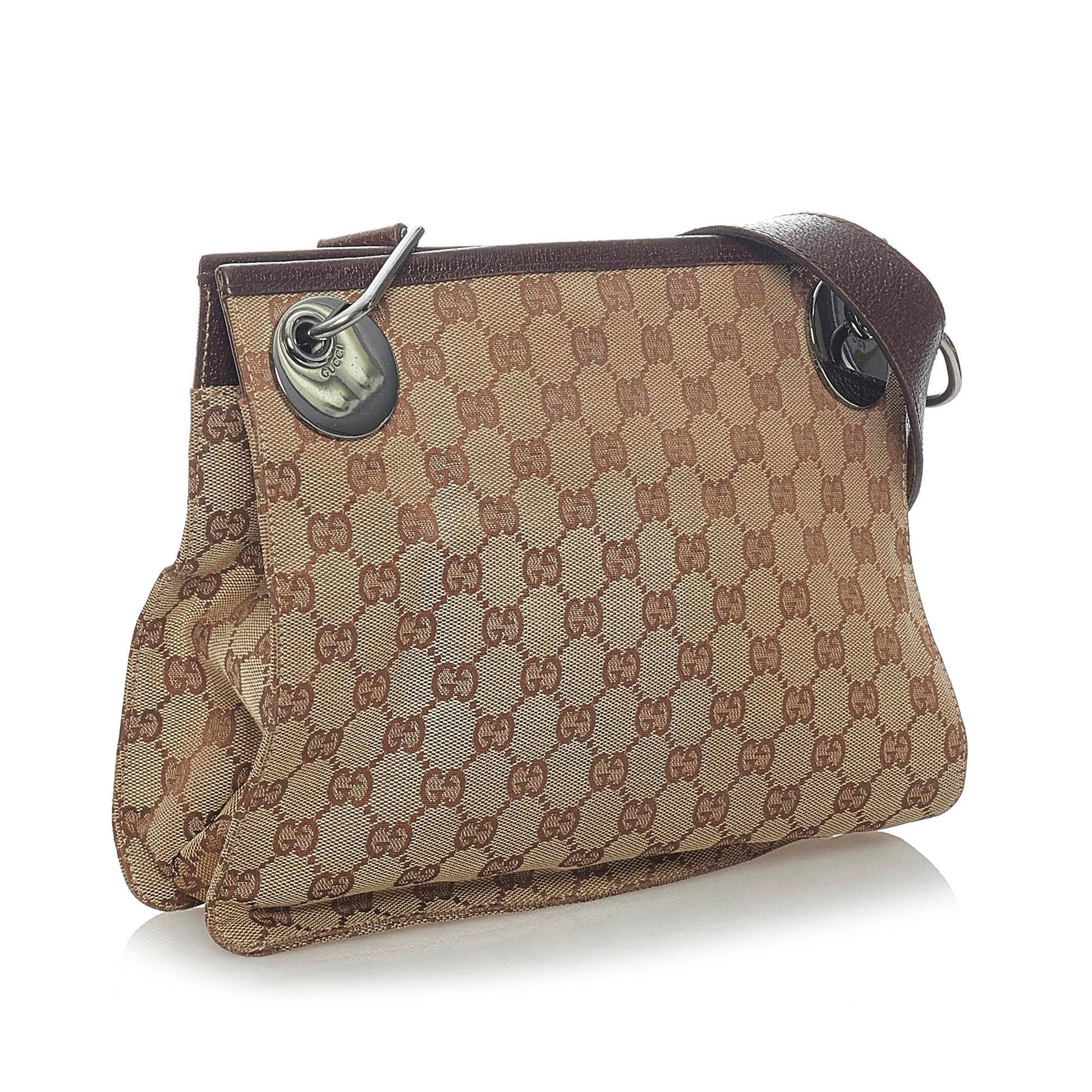 Gucci GG Eclipse SHG Canvas Calf White Brown Crossbody Bag